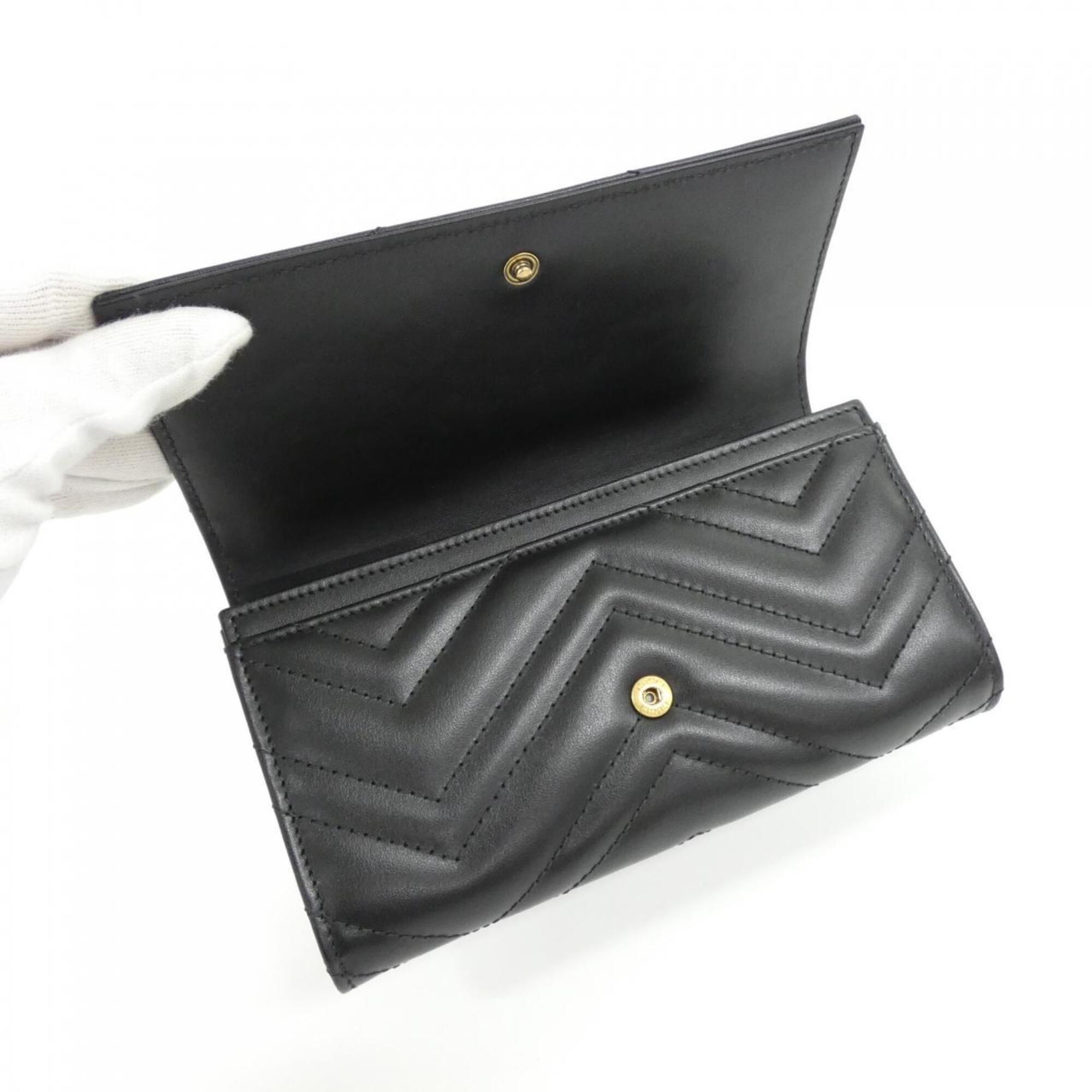 Gucci Black Quilting Leather Long Wallet (Bi-Fold) (Pre-Owned)