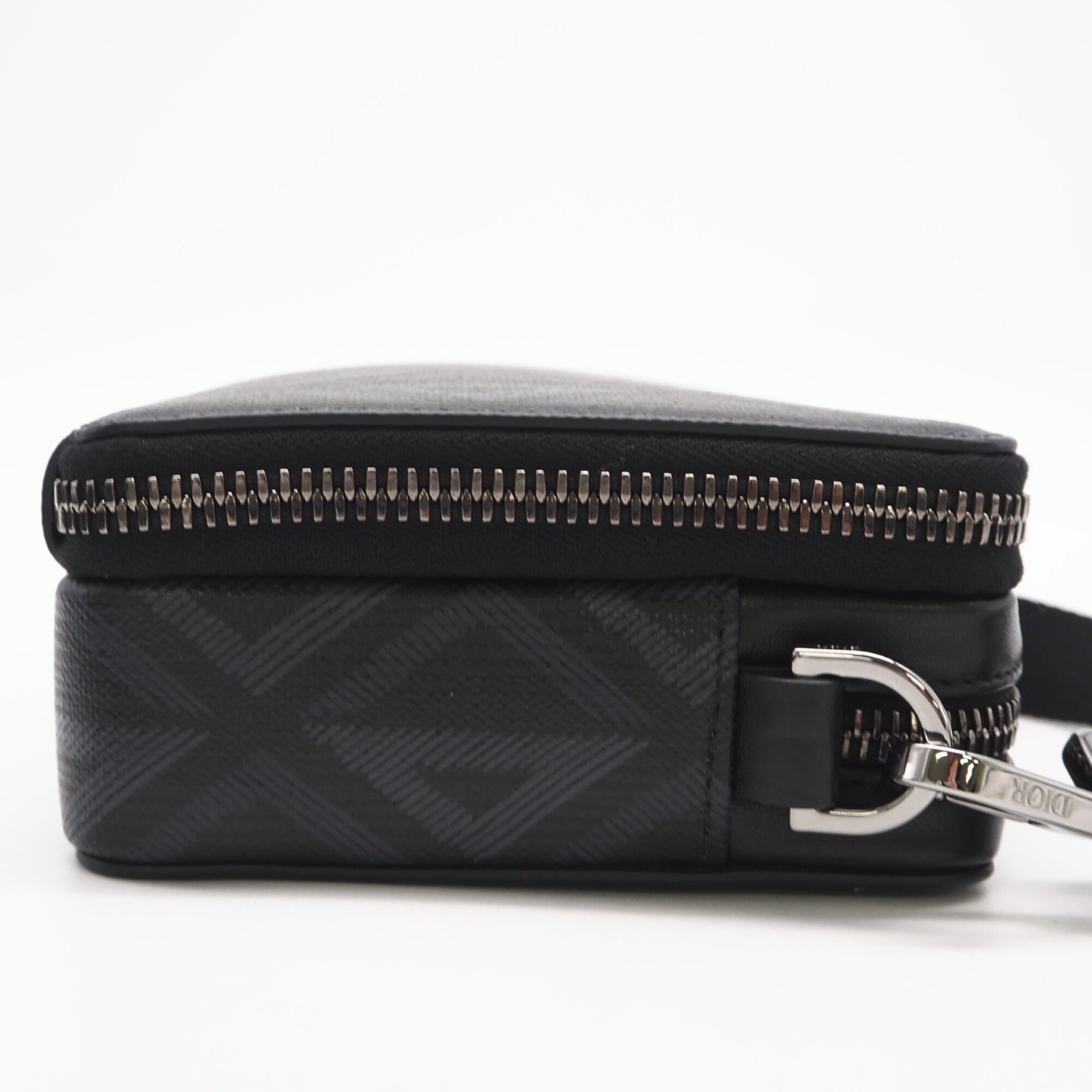 Christian Dior Black Gray Coated Canvas Leather Shoulder Bag (Pre-Owned)