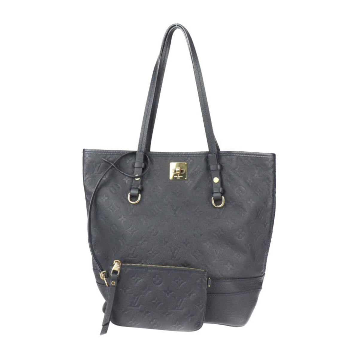 Louis Vuitton Black Leather Handbag Pouch Shoulder Bag Tote Bag (Pre-Owned)
