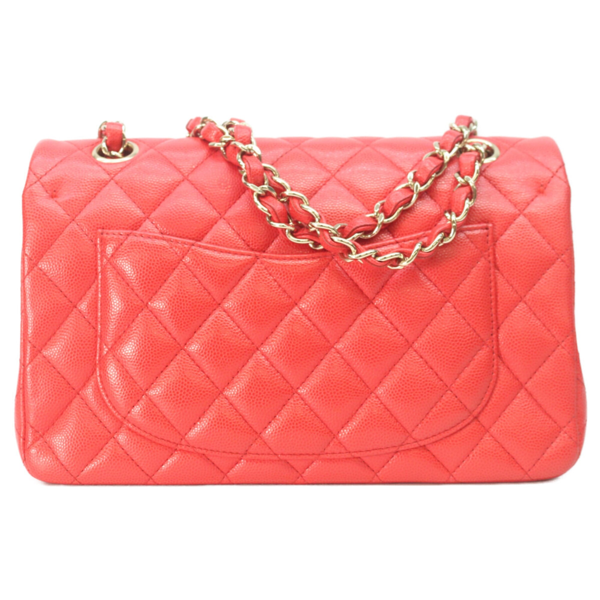Chanel Red Color Grained Calfskin Shoulder Bag (Pre-Owned)