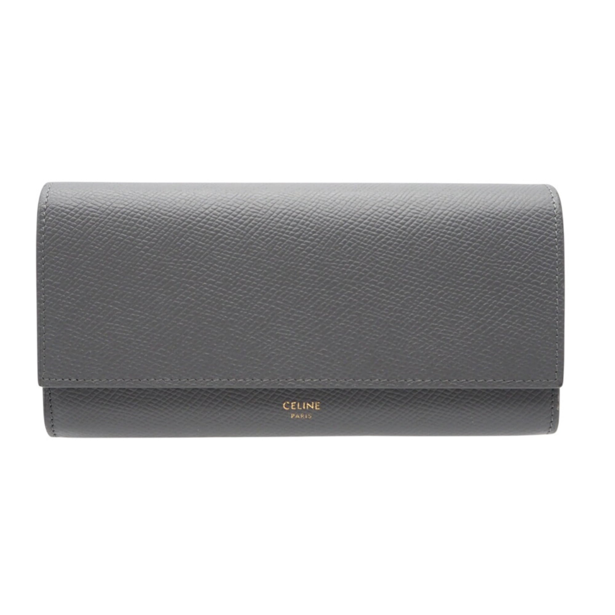 Celine Gray Leather Long Wallet (Bi-Fold) (Pre-Owned)