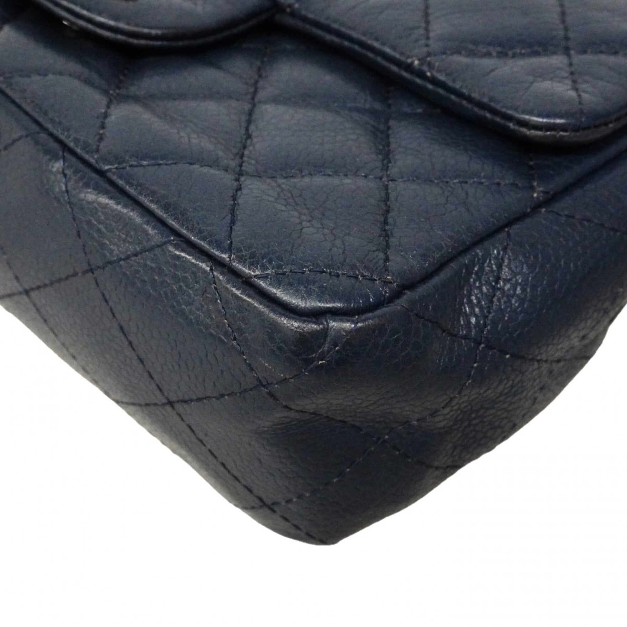 Chanel Navy Grained Calfskin Shoulder Bag (Pre-Owned)