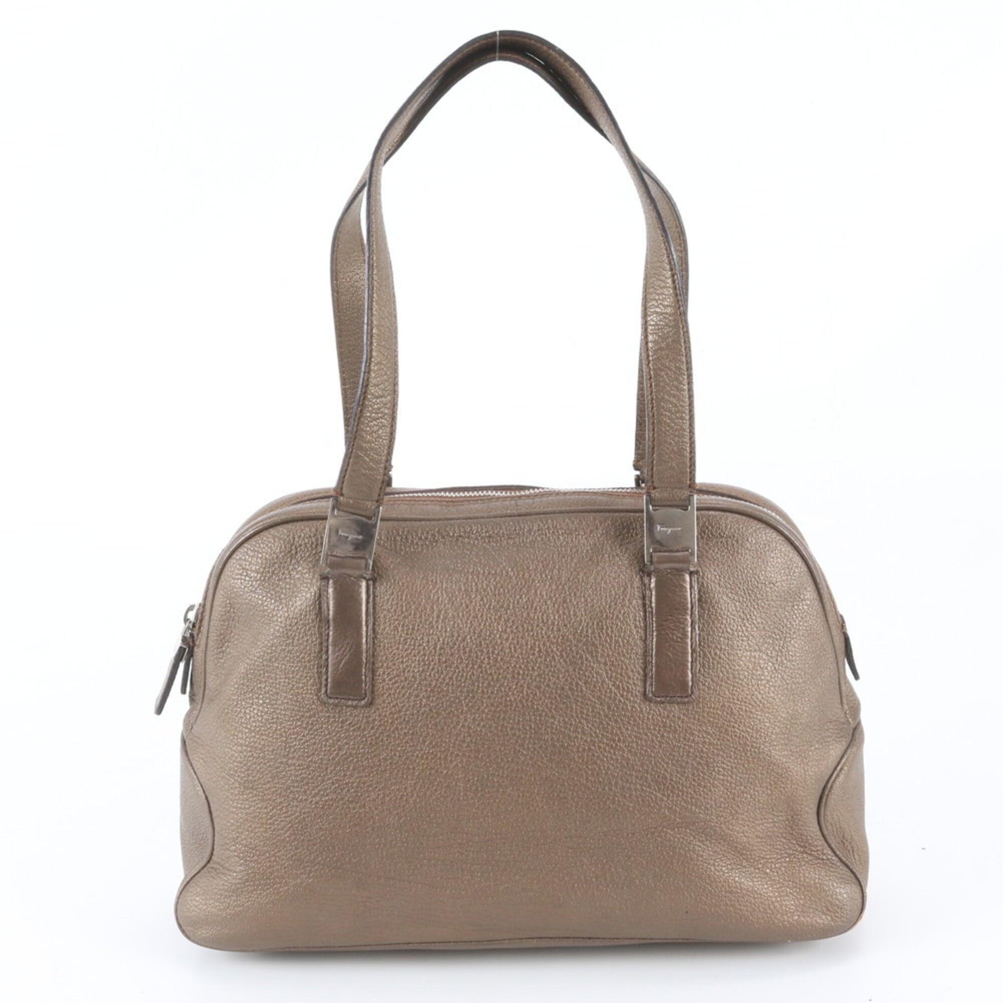 Salvatore Ferragamo Bronze Leather Handbag Shoulder Bag Tote Bag (Pre-Owned)