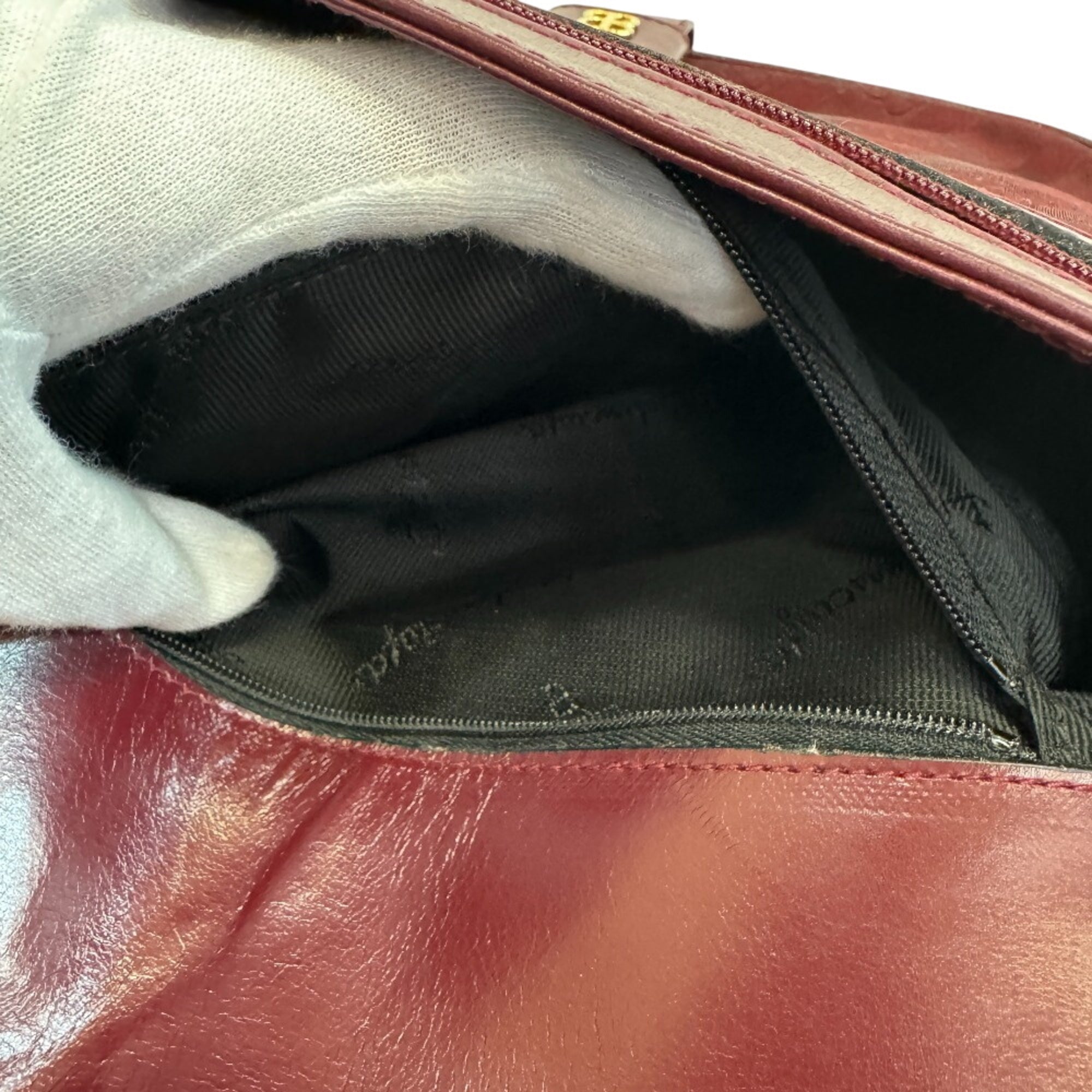 Balenciaga Bordeaux Canvas Leather Shoulder Bag (Pre-Owned)