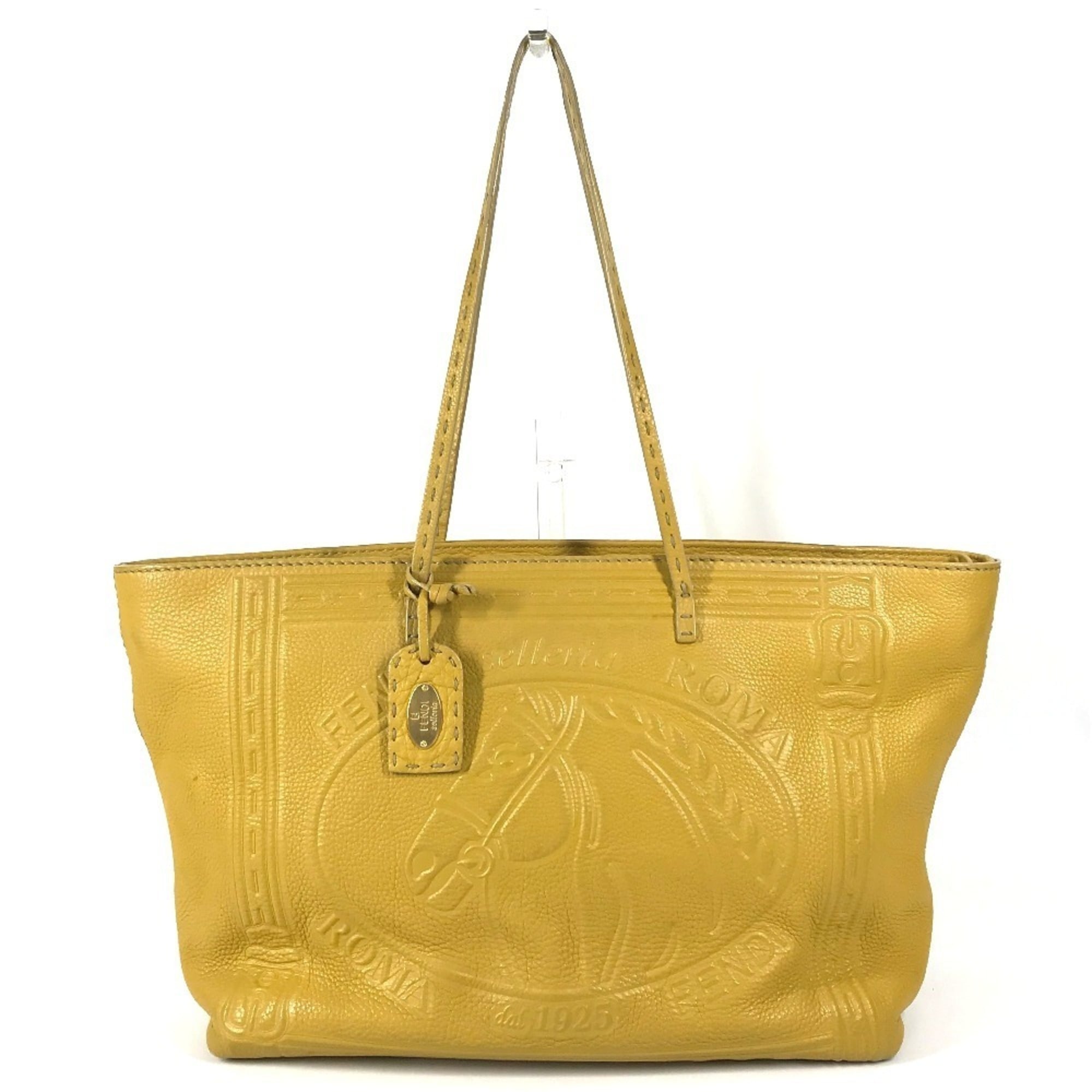 Fendi Yellow Leather Shoulder Bag Tote Bag (Pre-Owned)