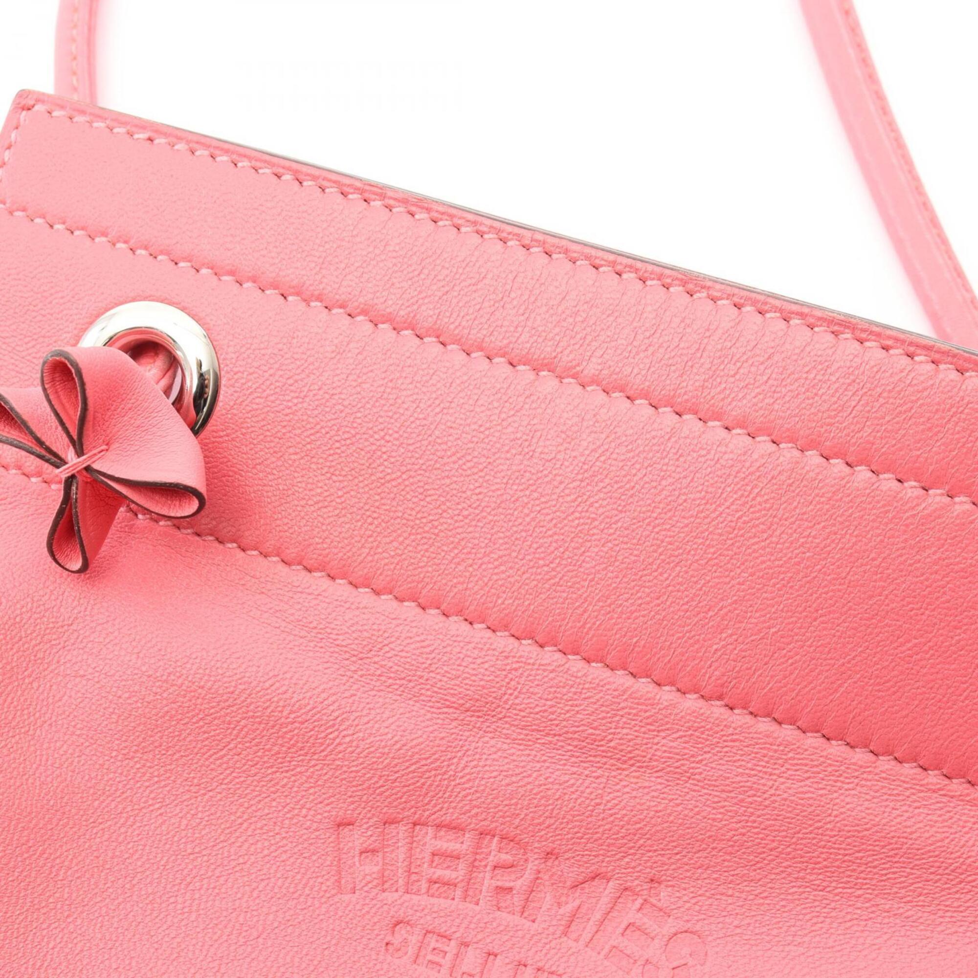 Hermes Pink Leather Handbag Shoulder Bag (Pre-Owned)