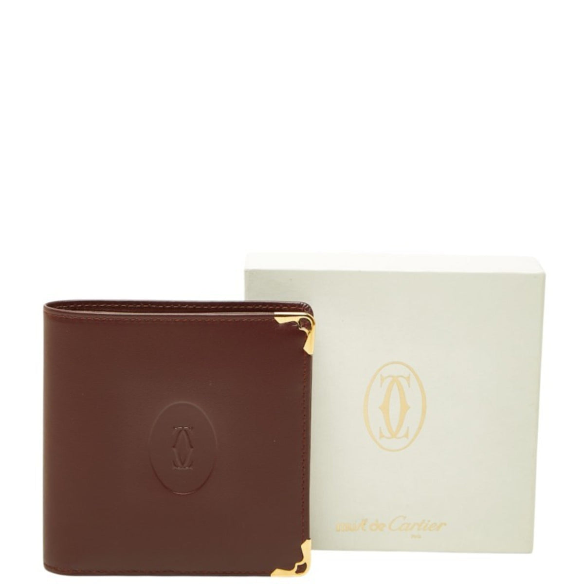 Cartier Bordeaux Wine Red Leather Wallet (Bi-Fold) (Pre-Owned)