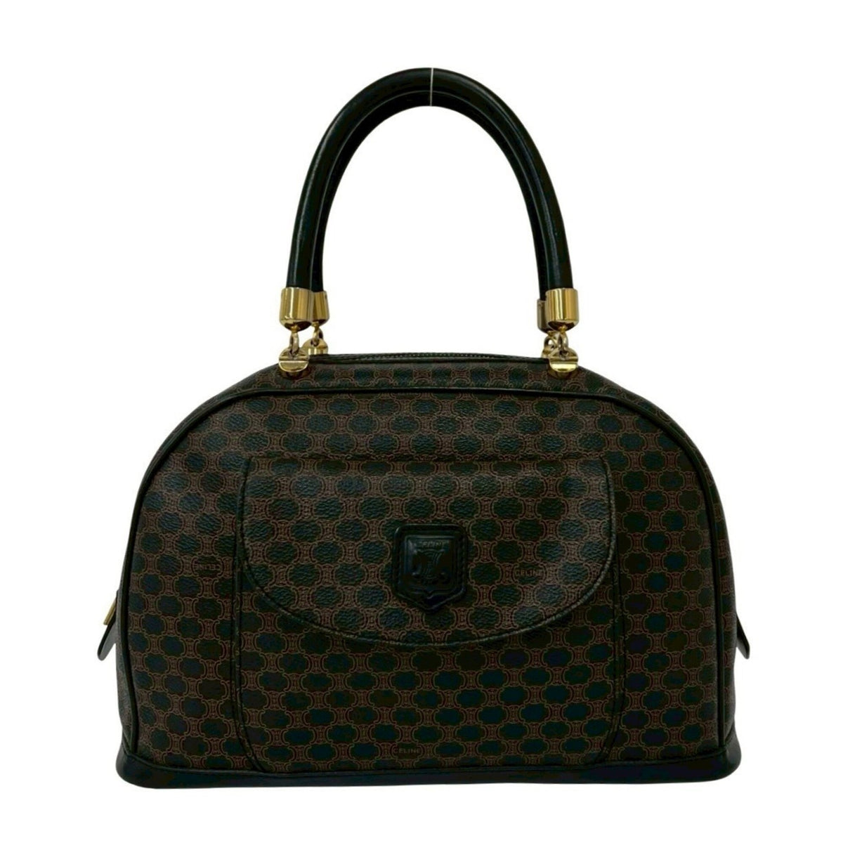 Celine Brown Leather Pvc Boston Bag Handbag (Pre-Owned)