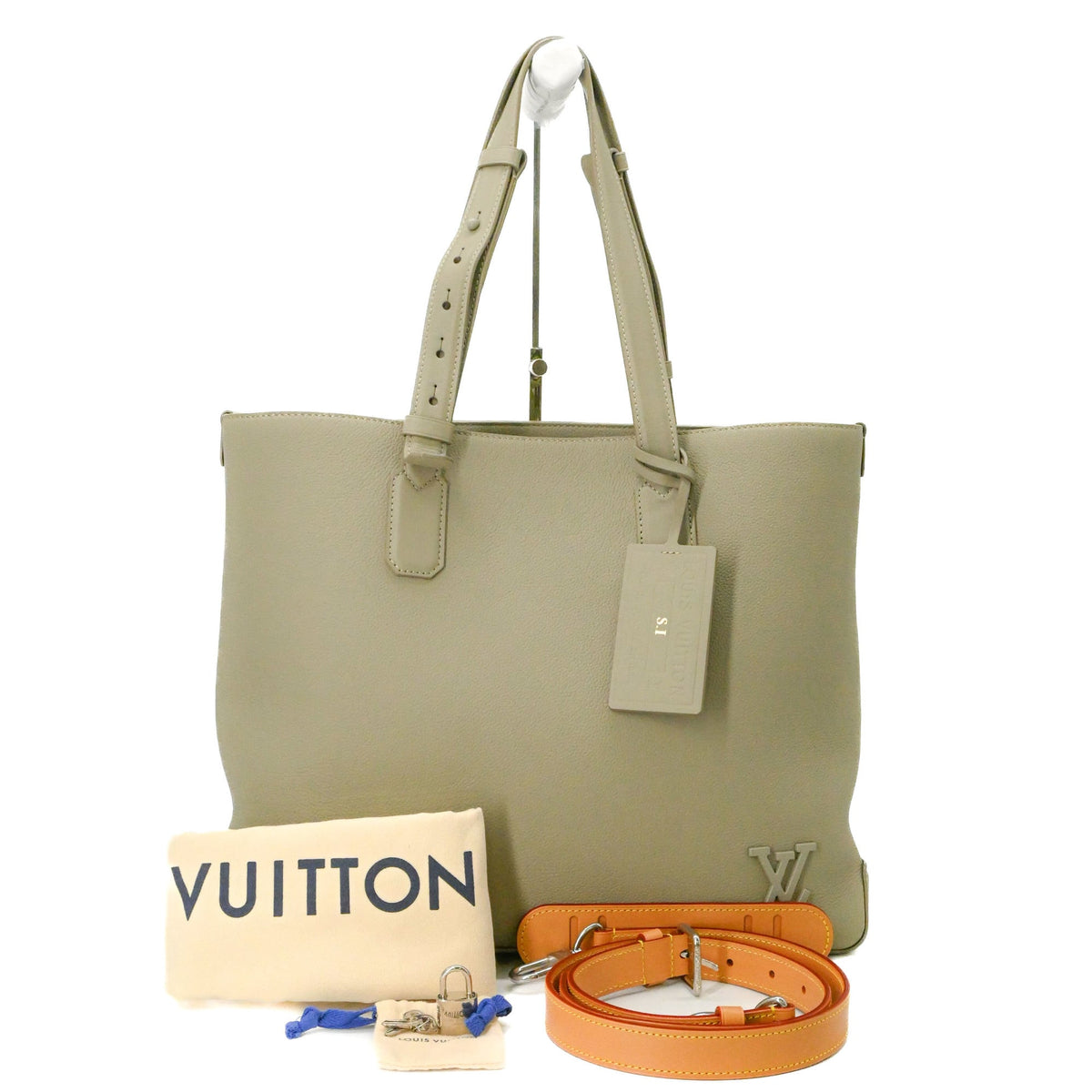 Louis Vuitton Grayish Leather Tote Bag (Pre-Owned)