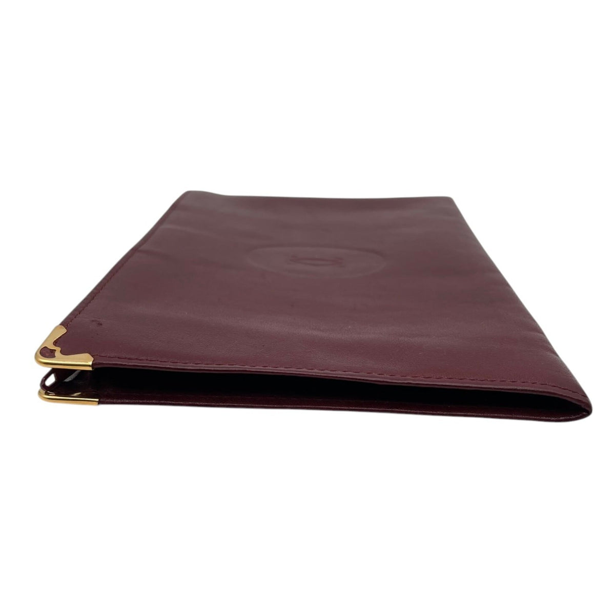 Cartier Bordeaux Gold Leather Clutch Bag Pouch (Pre-Owned)