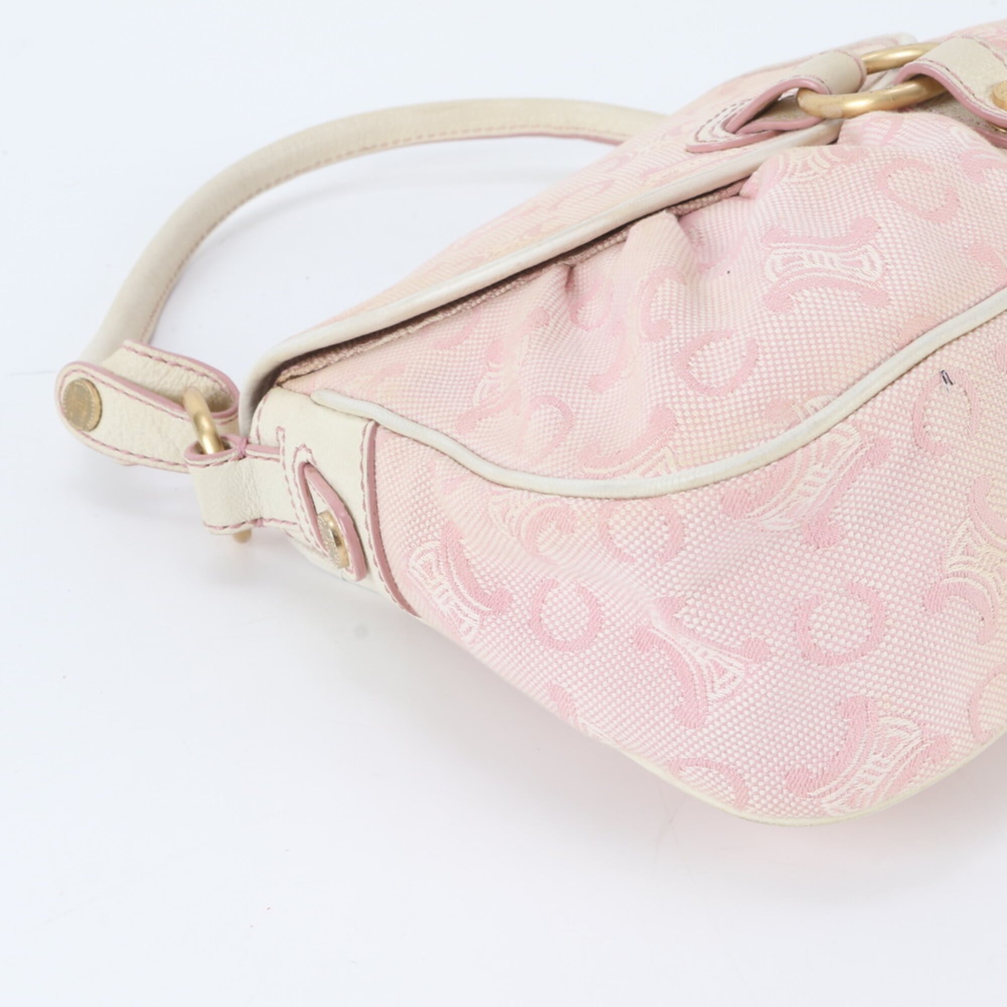 Celine Macadam Ivory Pink Leather Canvas Handbag Shoulder Bag (Pre-Owned)