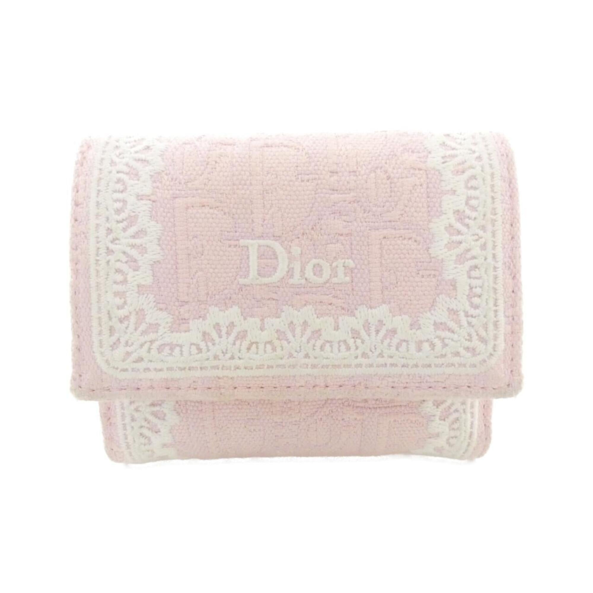 Christian Dior Pink Canvas Wallet (Tri-Fold) (Pre-Owned)