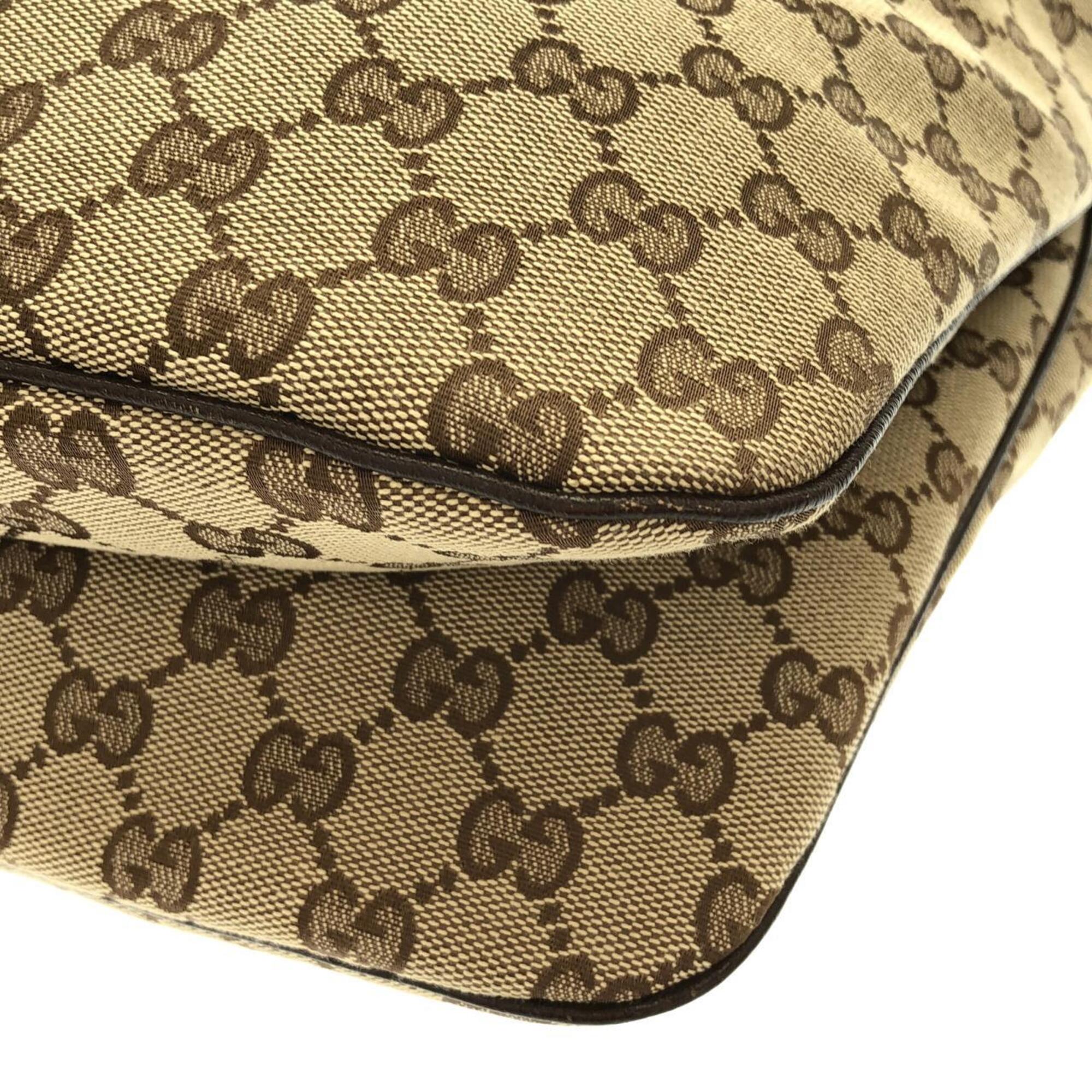 Gucci Beige Brown Gg Canvas Shoulder Bag (Pre-Owned)