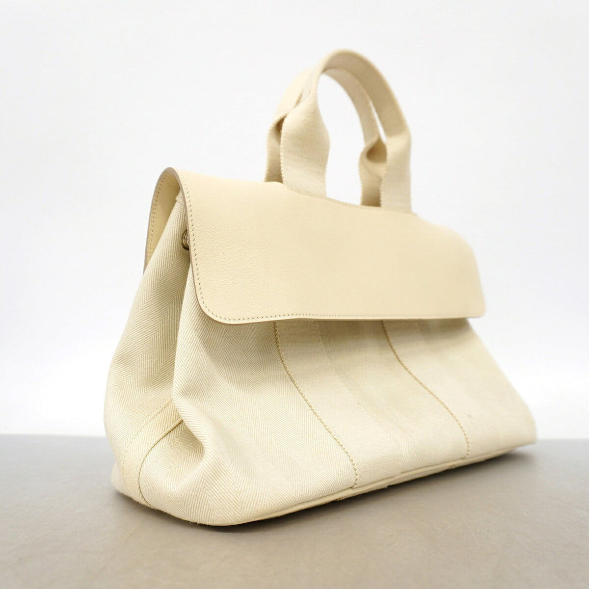 Hermes Ivory Toile Chevron Tote Bag (Pre-Owned)