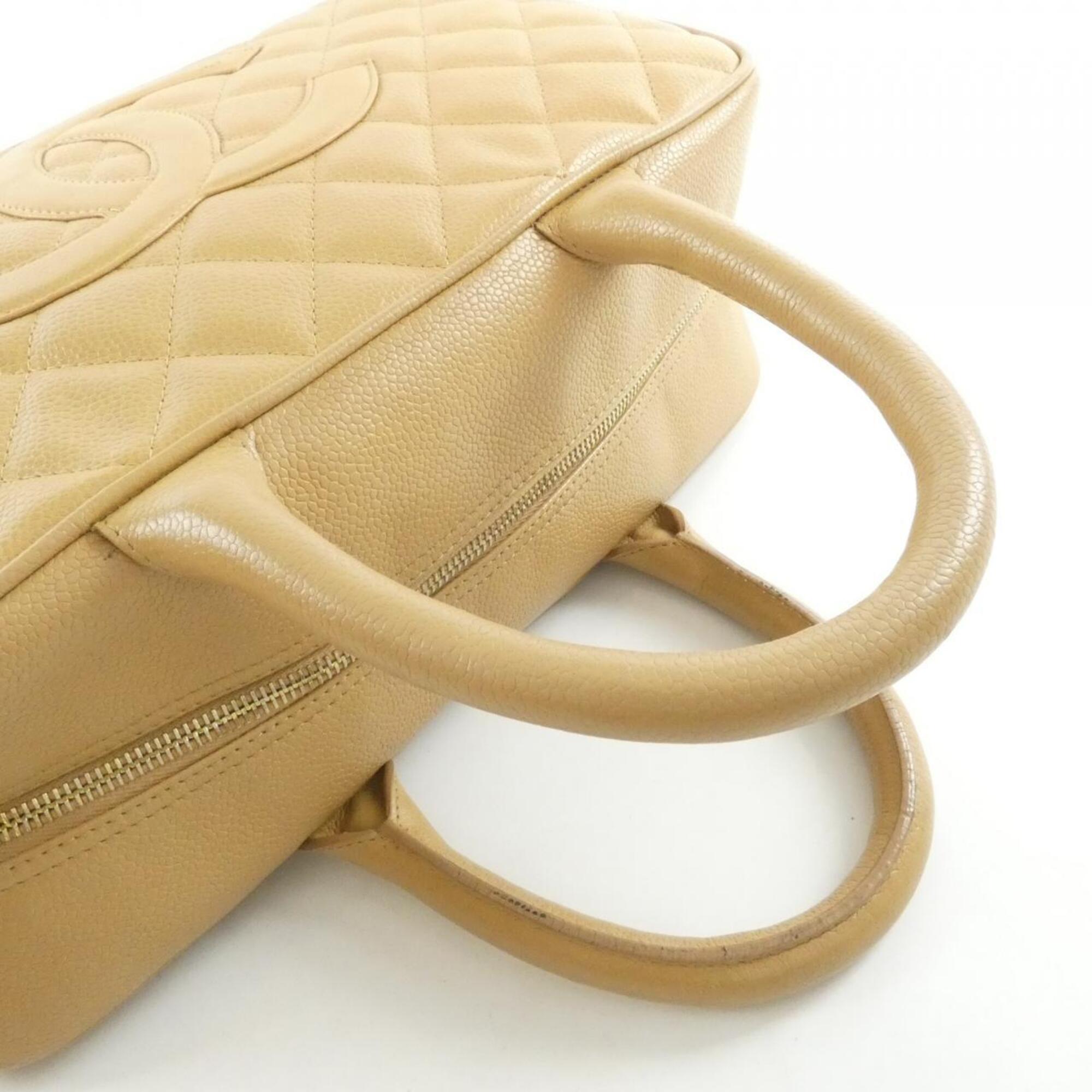 Chanel Beige Grained Calfskin Boston Bag (Pre-Owned)