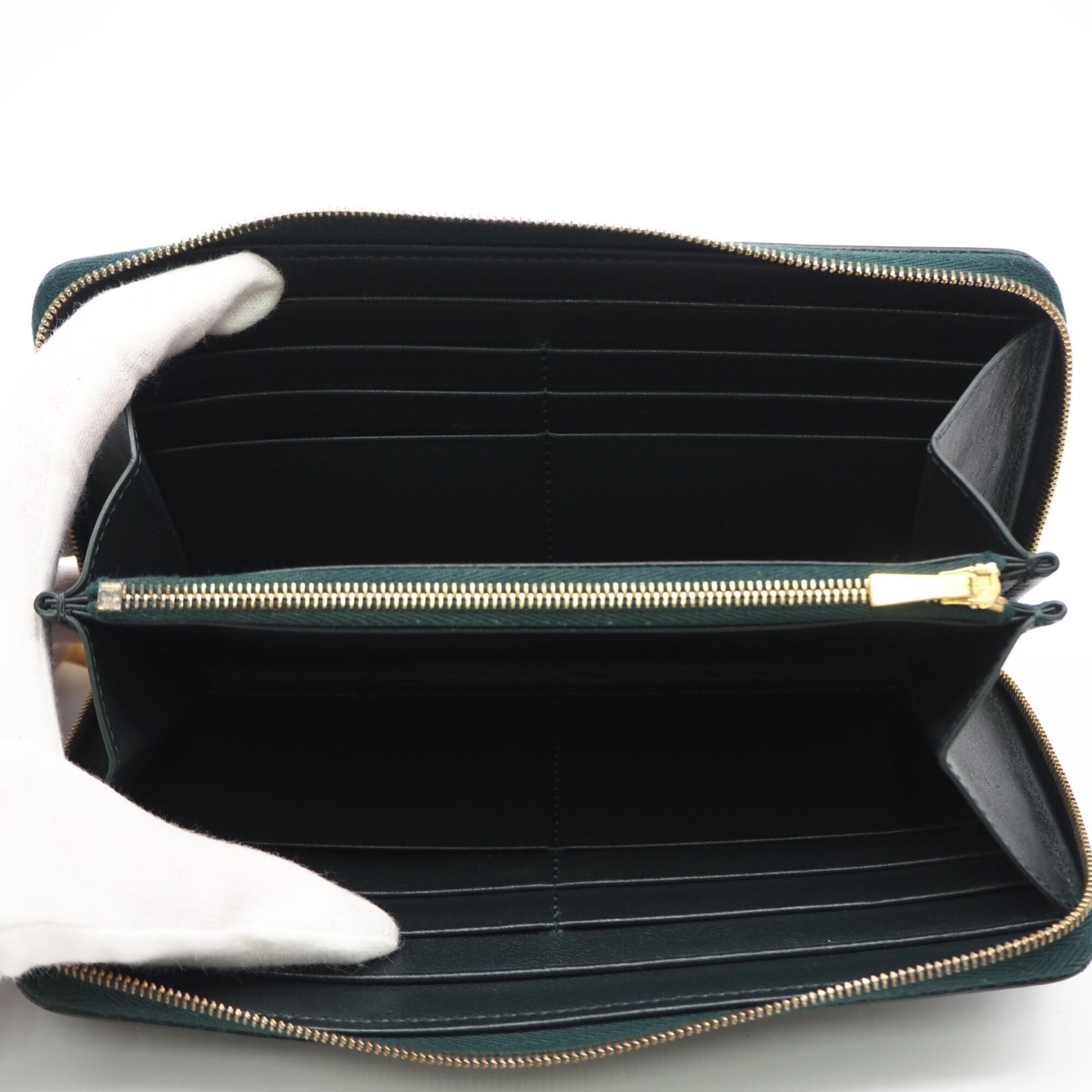 Celine Green Leather Long Wallet (Bi-Fold) (Pre-Owned)