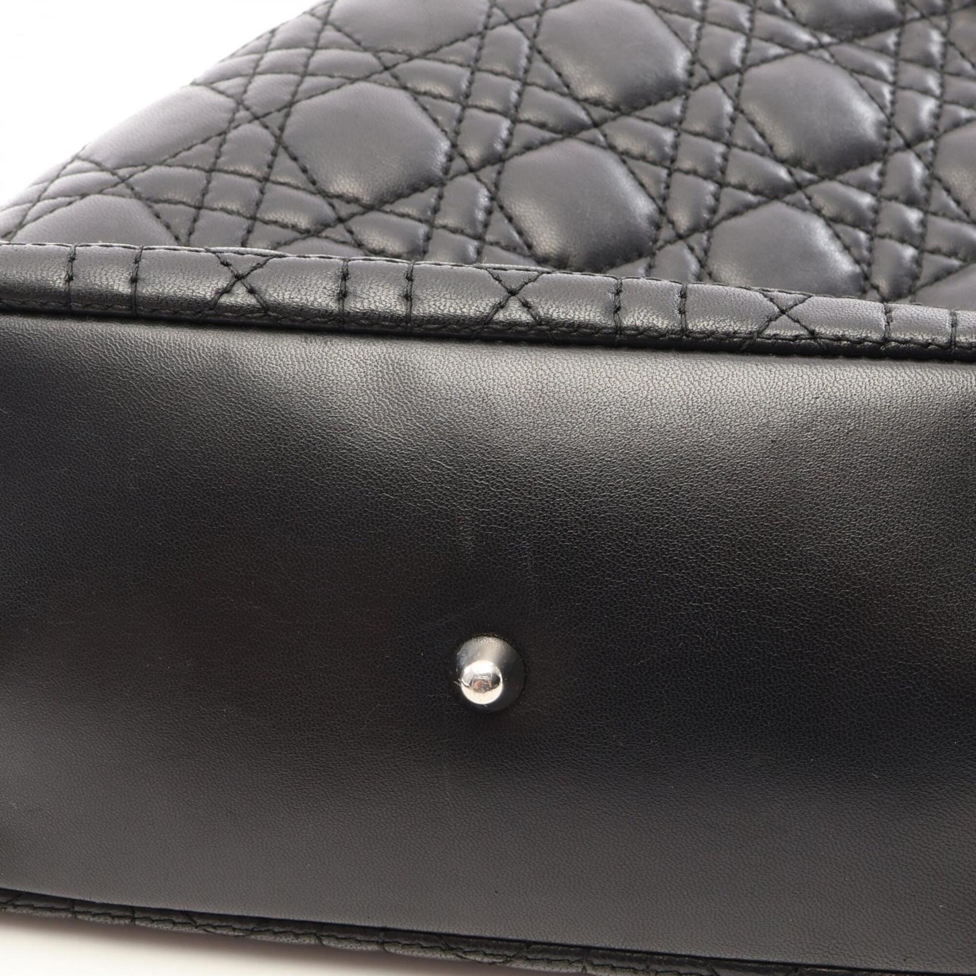 Christian Dior Black Leather Handbag Tote Bag (Pre-Owned)