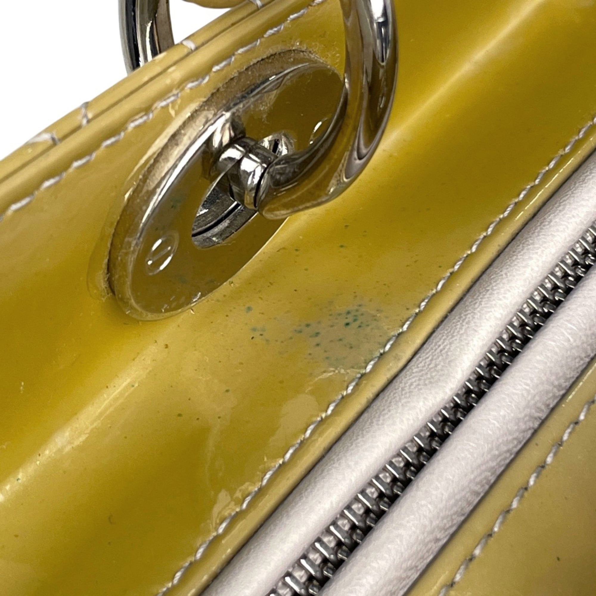Christian Dior Lady Dior Yellow Patent Leather Handbag (Pre-Owned)