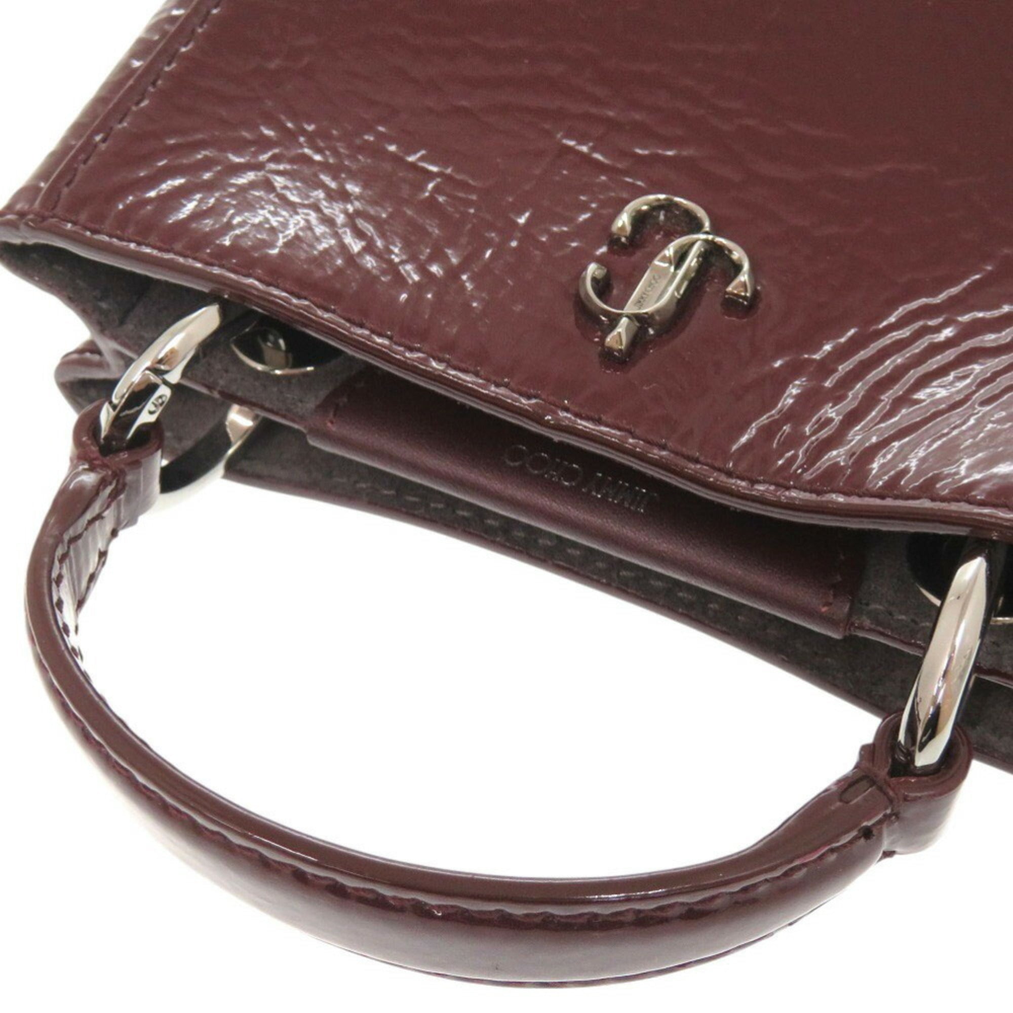 Jimmy Choo Bordeaux Patent Leather Handbag Shoulder Bag (Pre-Owned)