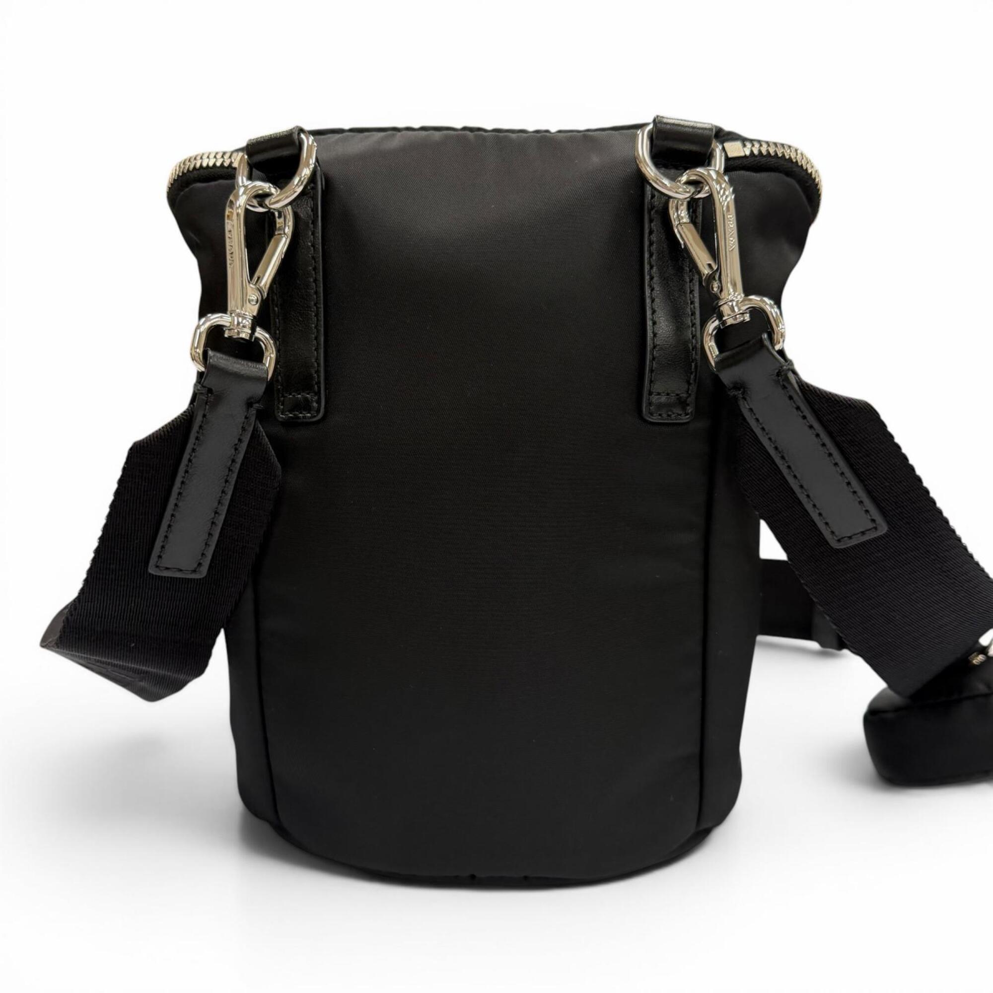 Prada Black Nylon Leather Pouch Shoulder Bag (Pre-Owned)