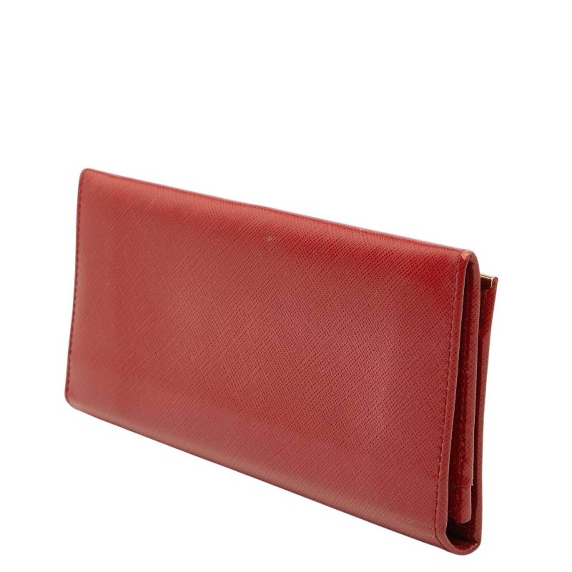 Salvatore Ferragamo Red Color Leather Long Wallet (Bi-Fold) (Pre-Owned)