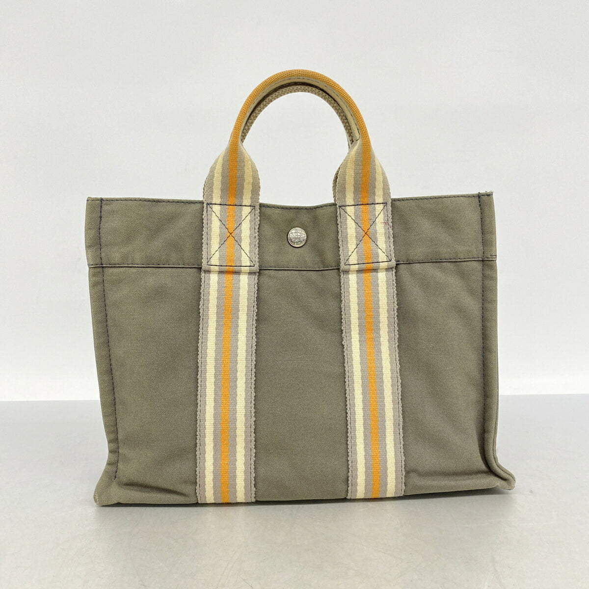 Hermes Gray Canvas Tote Bag (Pre-Owned)