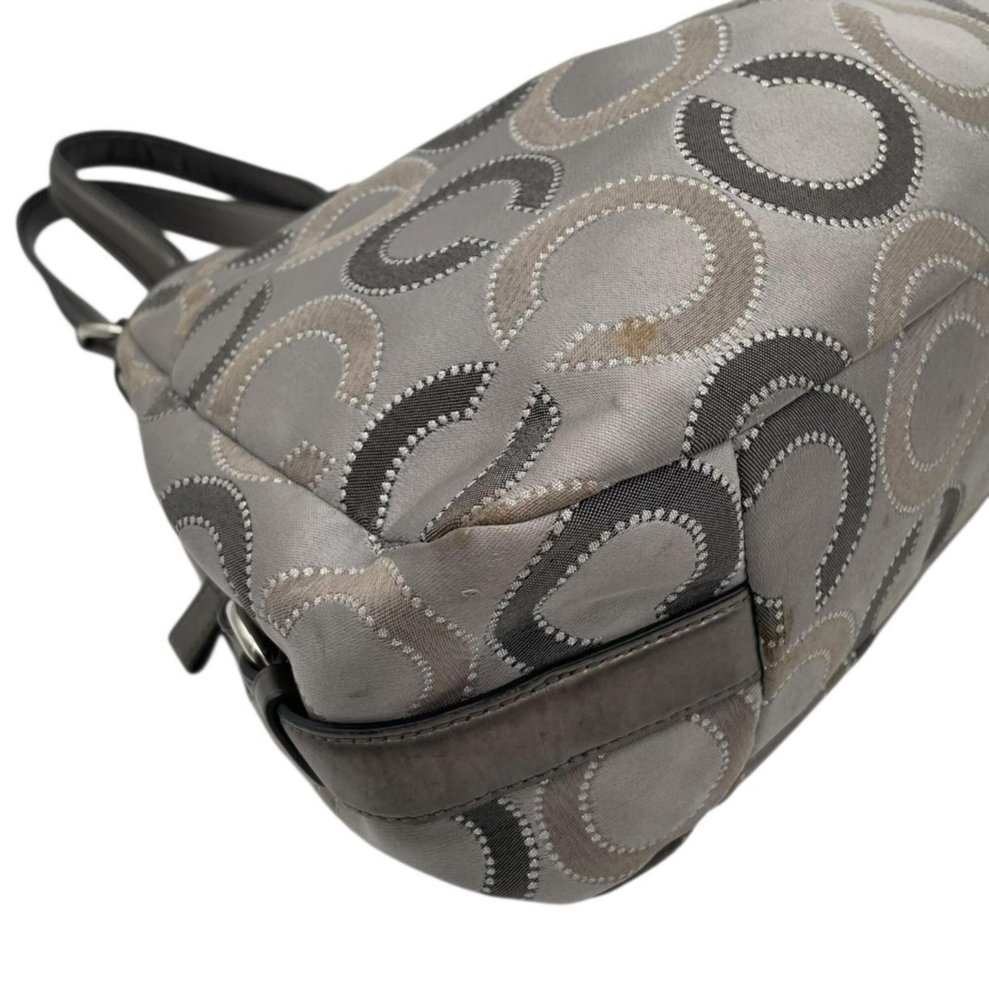 Coach Dark Gray Gray Canvas Leather Shoulder Bag (Pre-Owned)