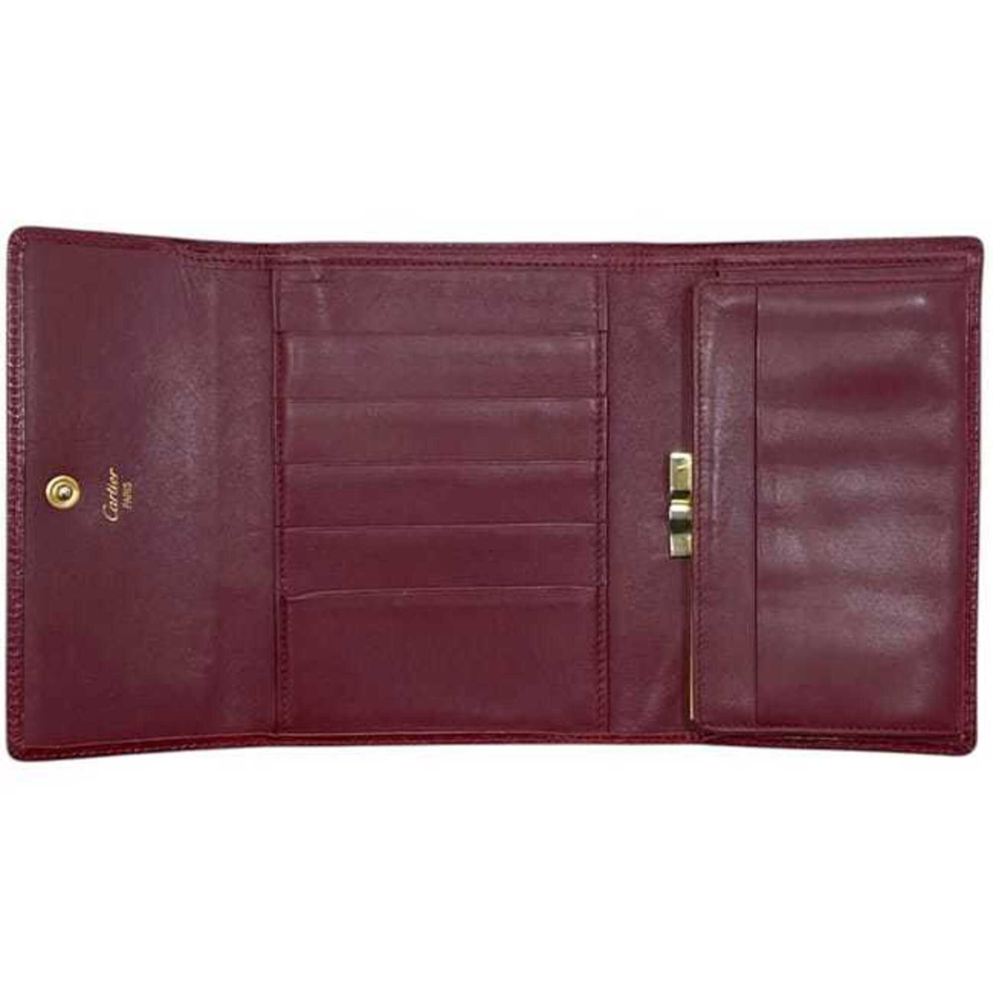 Cartier Bordeaux Leather Wallet (Tri-Fold) (Pre-Owned)
