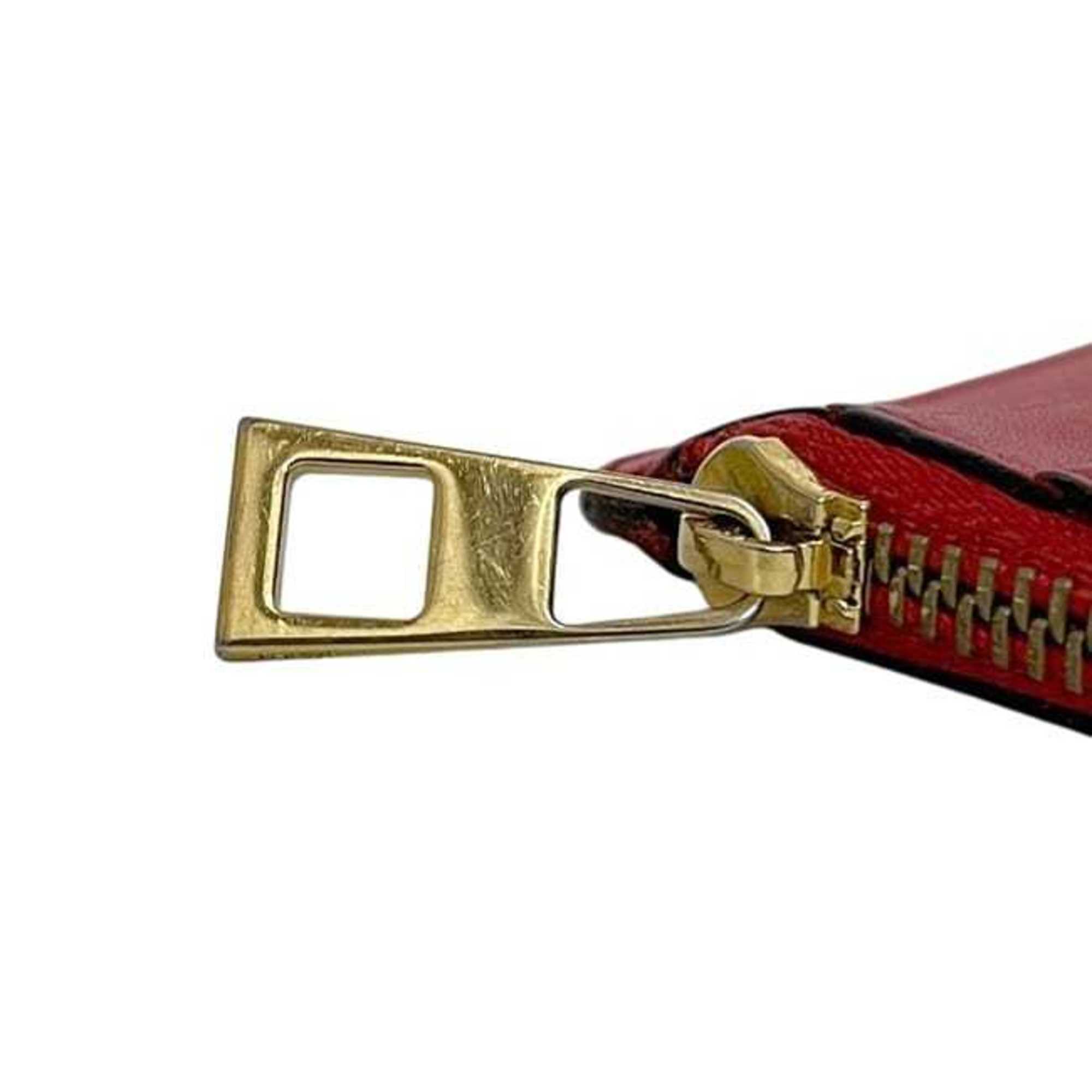 Loewe Red Color Leather Long Wallet (Bi-Fold) (Pre-Owned)