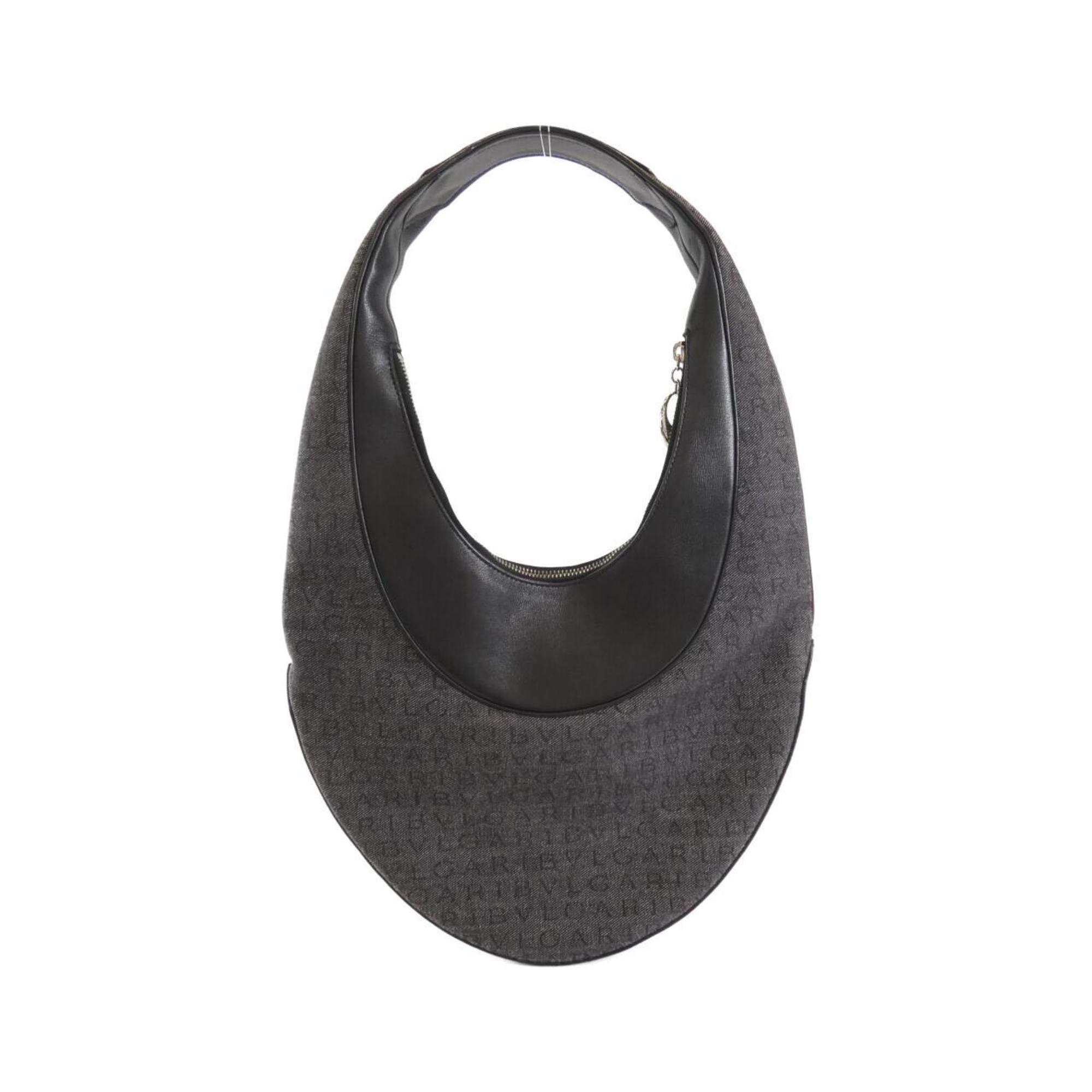 Bvlgari Black Denim Leather Shoulder Bag (Pre-Owned)