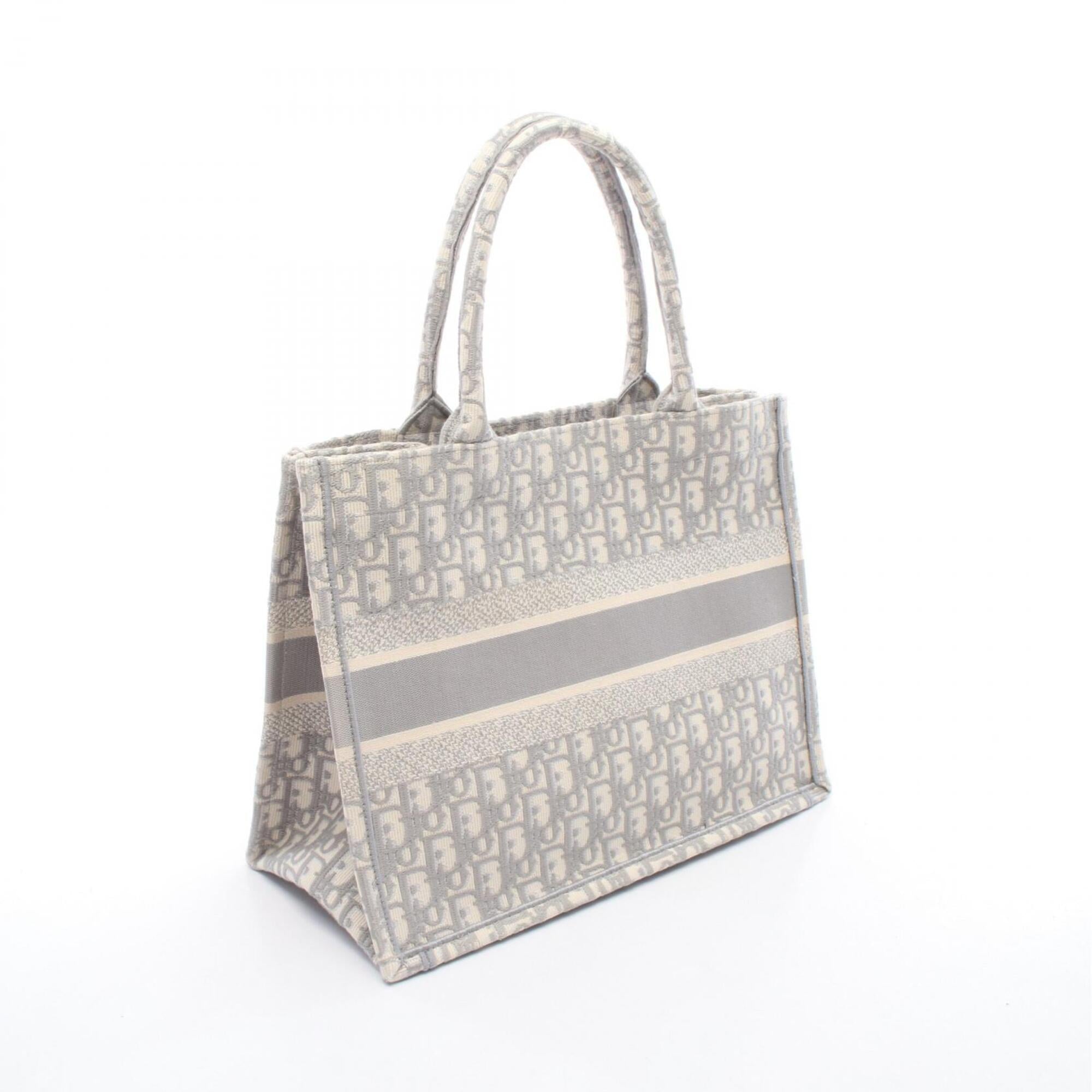 Christian Dior Gray White Canvas Handbag Tote Bag (Pre-Owned)