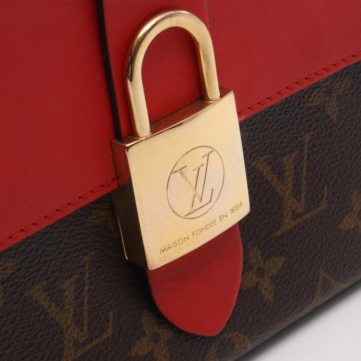 Louis Vuitton Brown Coquelicots Monogram Red Color Monogram Leather Handbag (Pre-Owned)