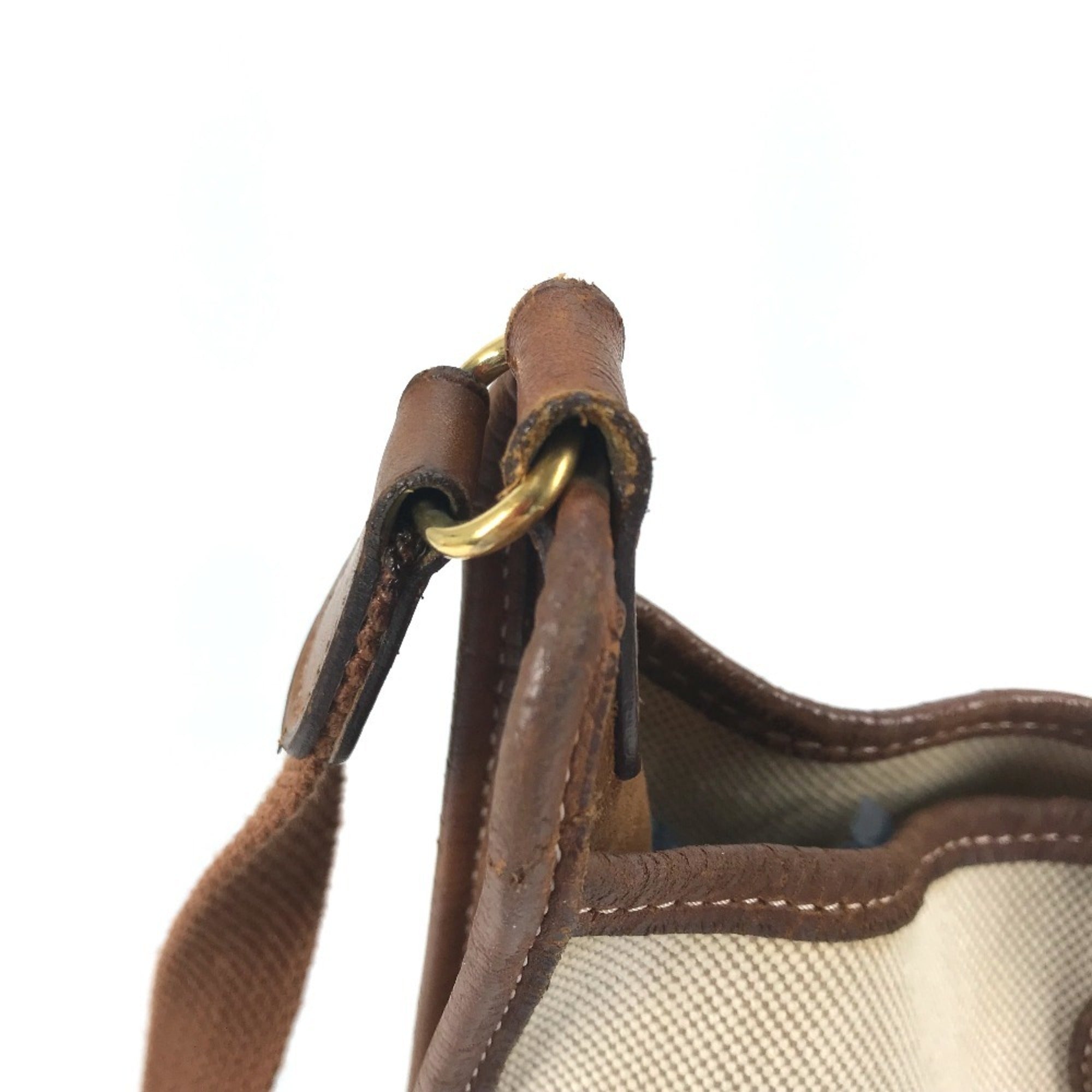 Hermes Vespa Beige Toile Officier Leather Shoulder Bag Tote Bag (Pre-Owned)