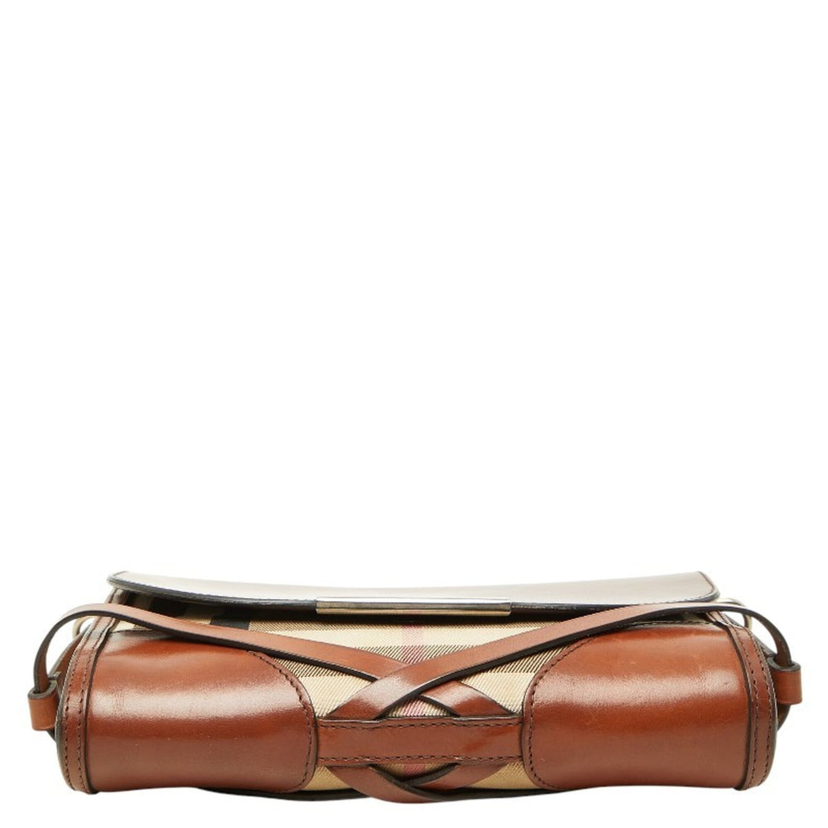 Burberry Beige Brown Canvas Leather Shoulder Bag (Pre-Owned)