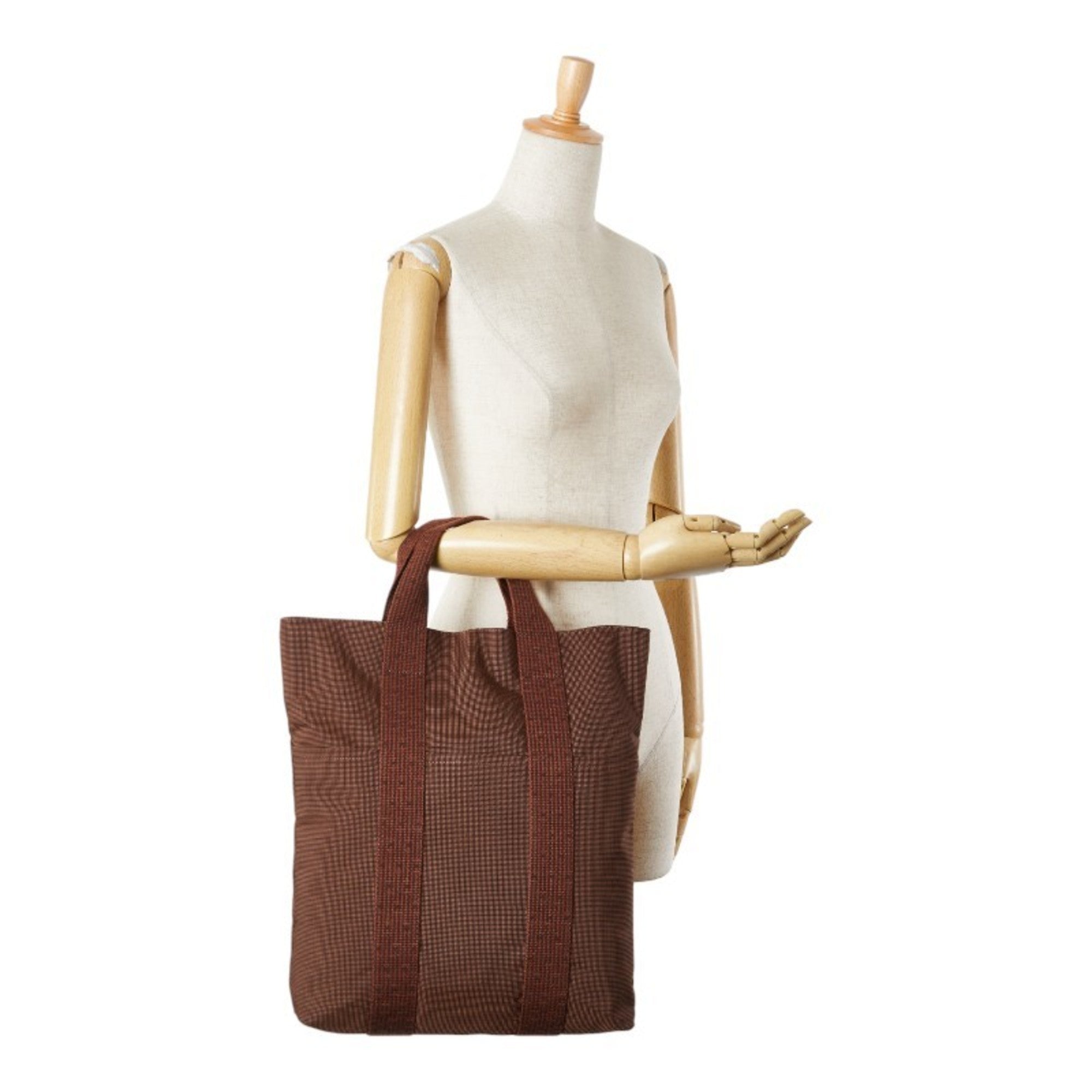 Hermes Her Line Brown Canvas Handbag Tote Bag (Pre-Owned)