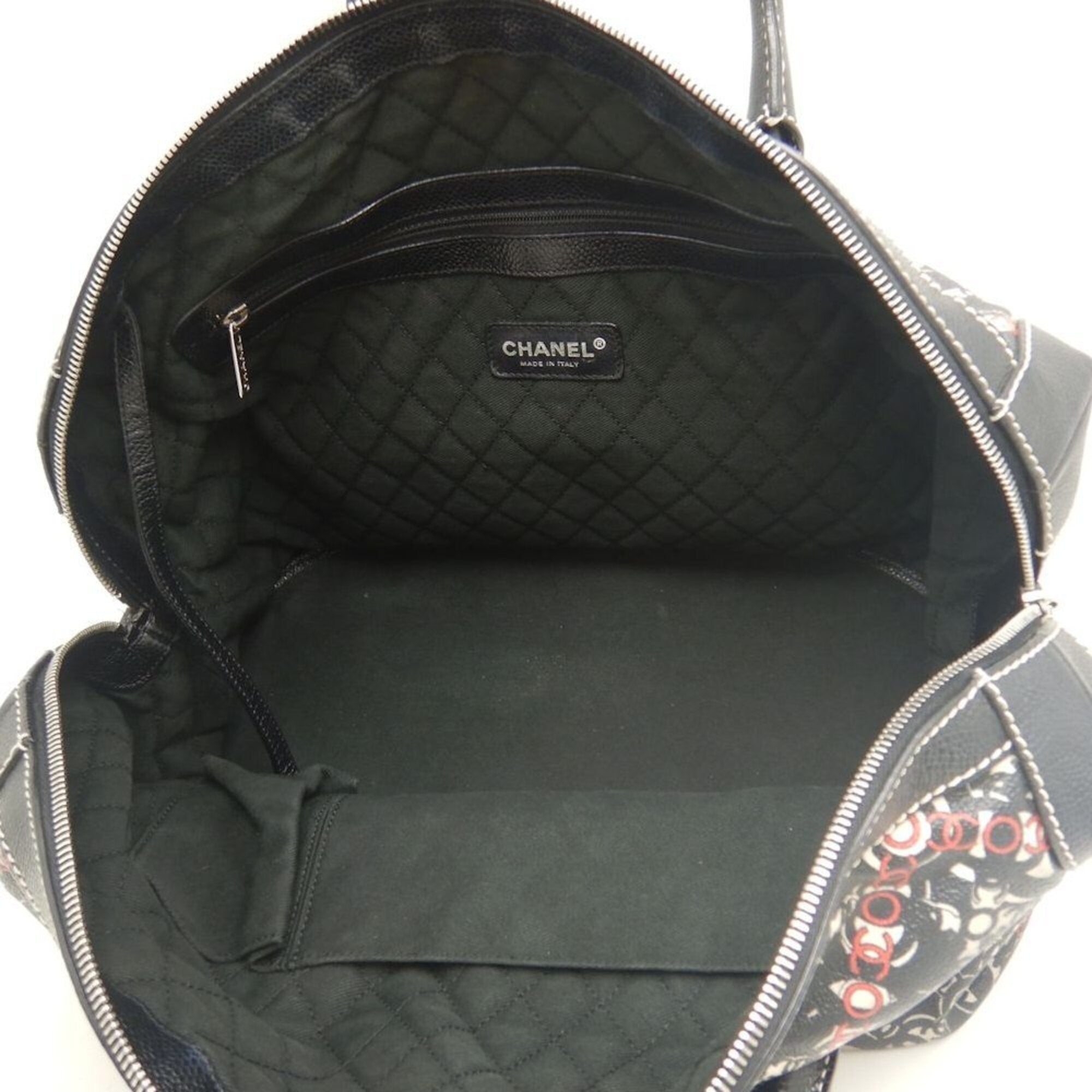 Chanel Black Coated Canvas Boston Bag (Pre-Owned)