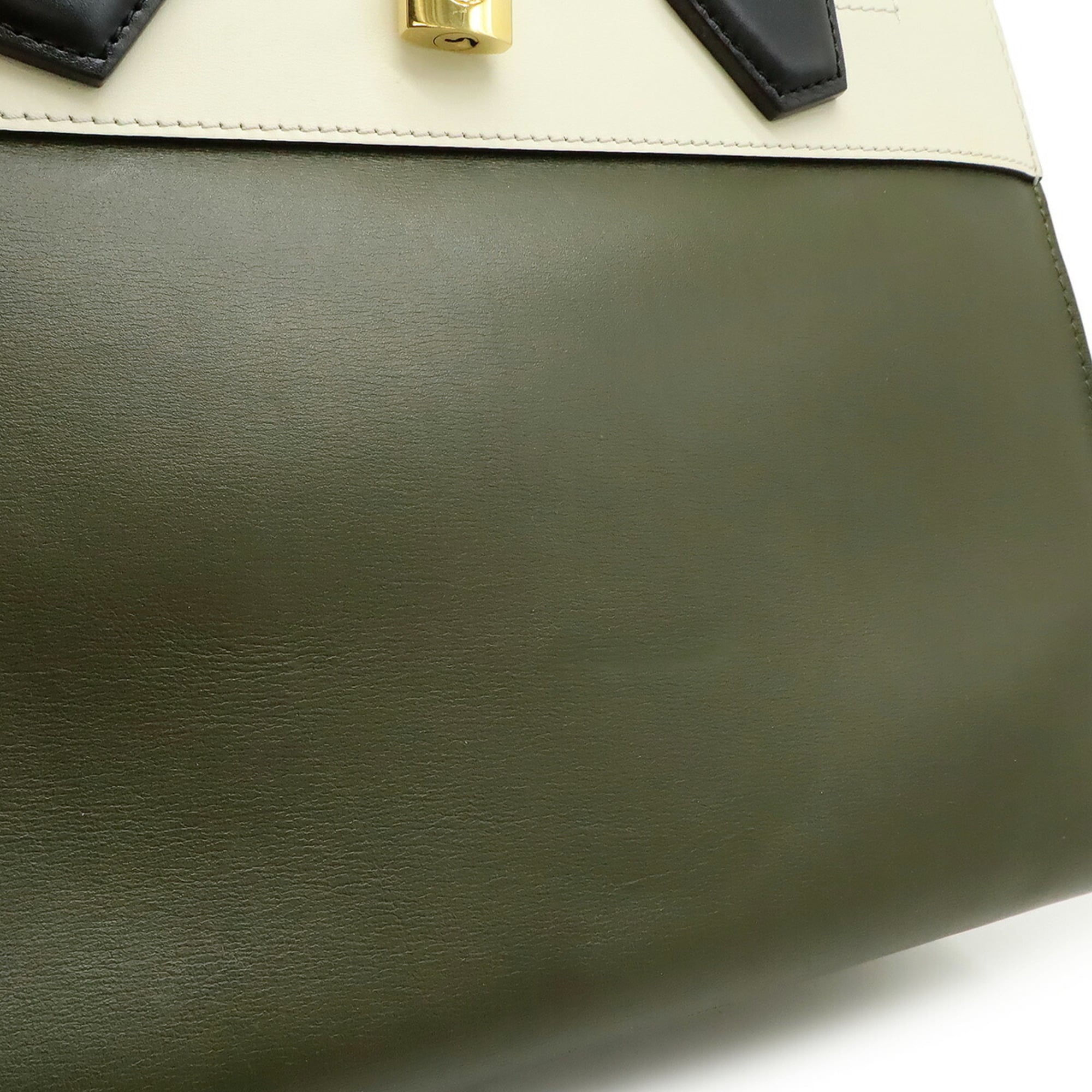 Louis Vuitton Black Ivory Khaki Leather Handbag Shoulder Bag (Pre-Owned)