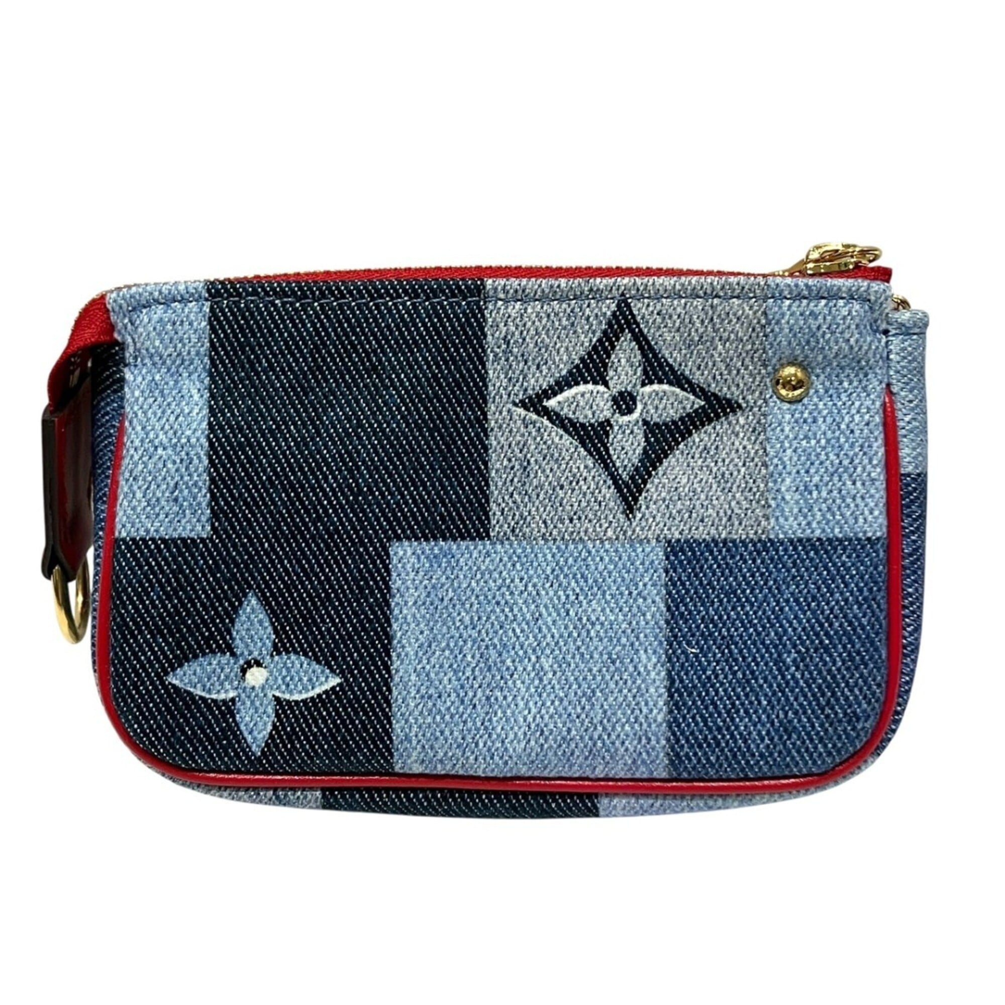 Louis Vuitton Monogram Denim Blue Red Color Monogram Denim Leather Pochette (Pre-Owned)