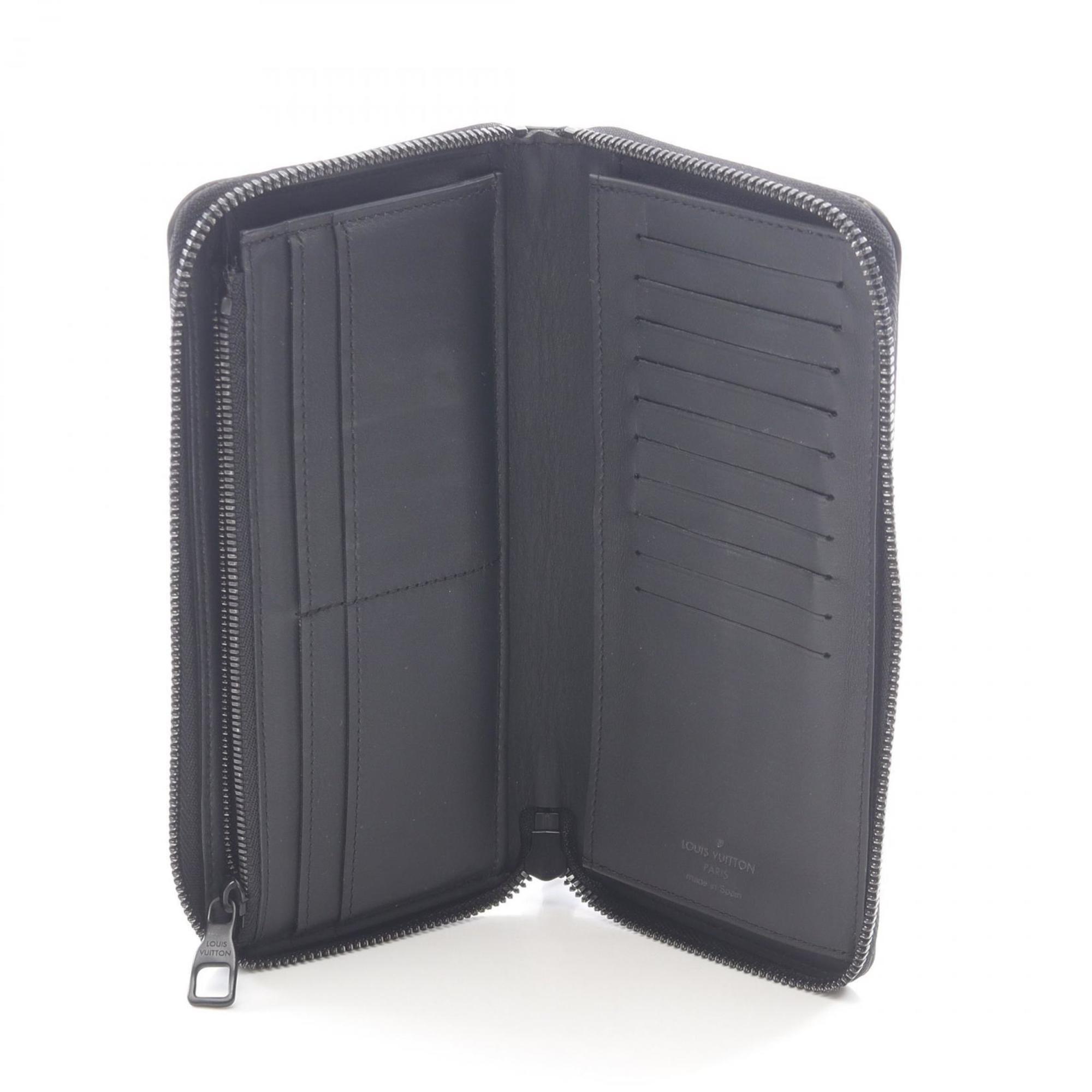 Louis Vuitton Black Noir Leather Long Wallet (Bi-Fold) (Pre-Owned)