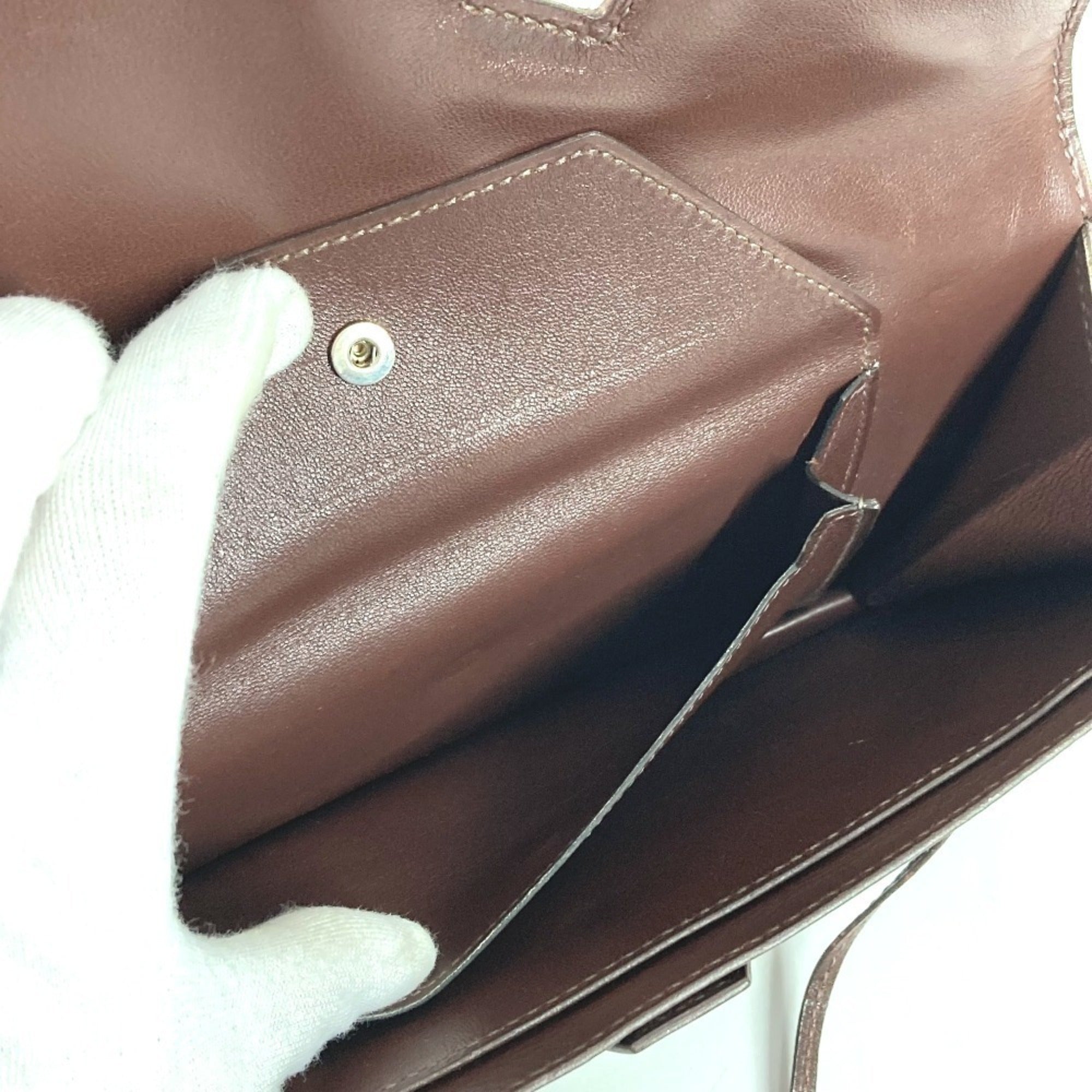 Hermes Brown Leather Clutch Bag Handbag Pouch (Pre-Owned)