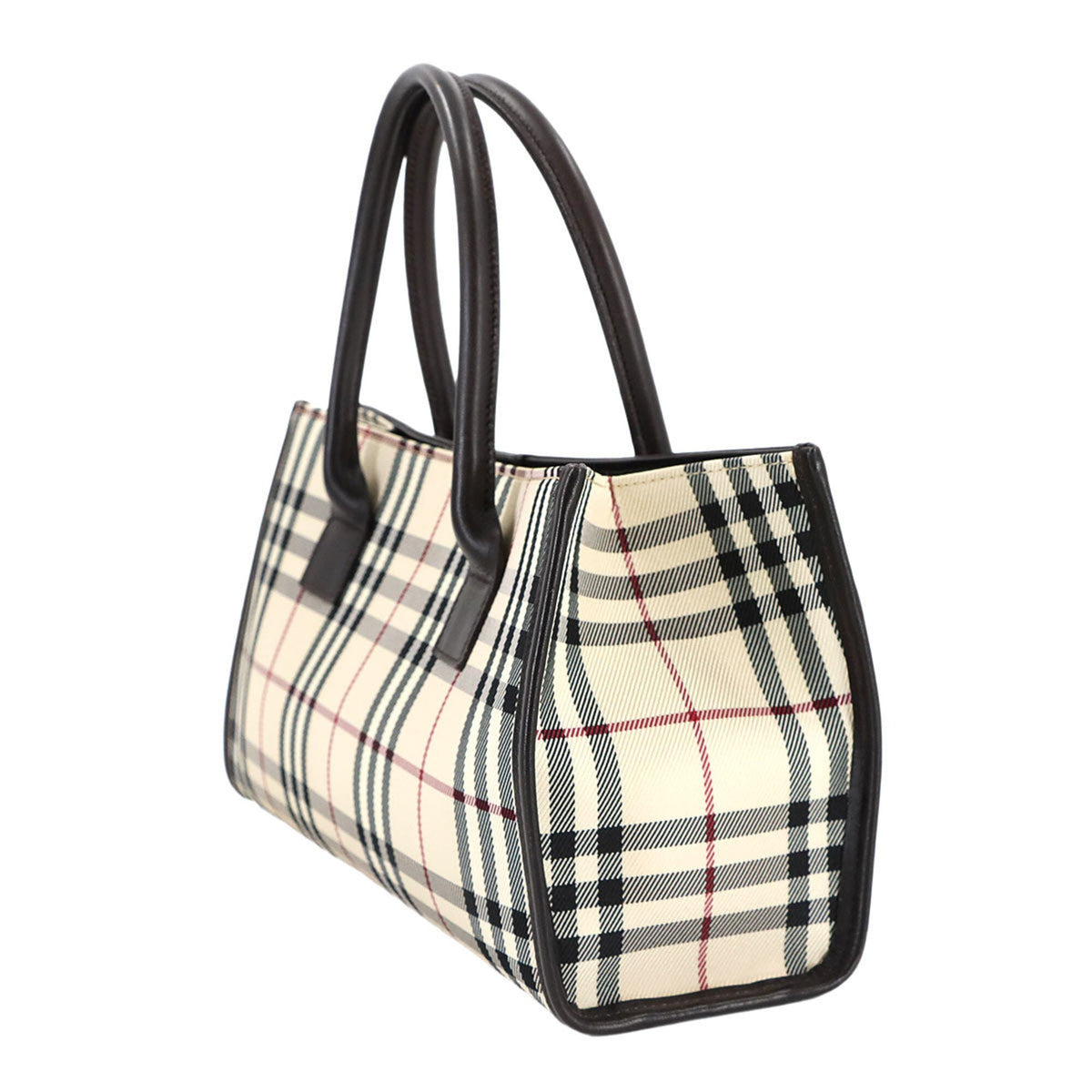 Burberry Beige Brown Canvas Leather Handbag (Pre-Owned)