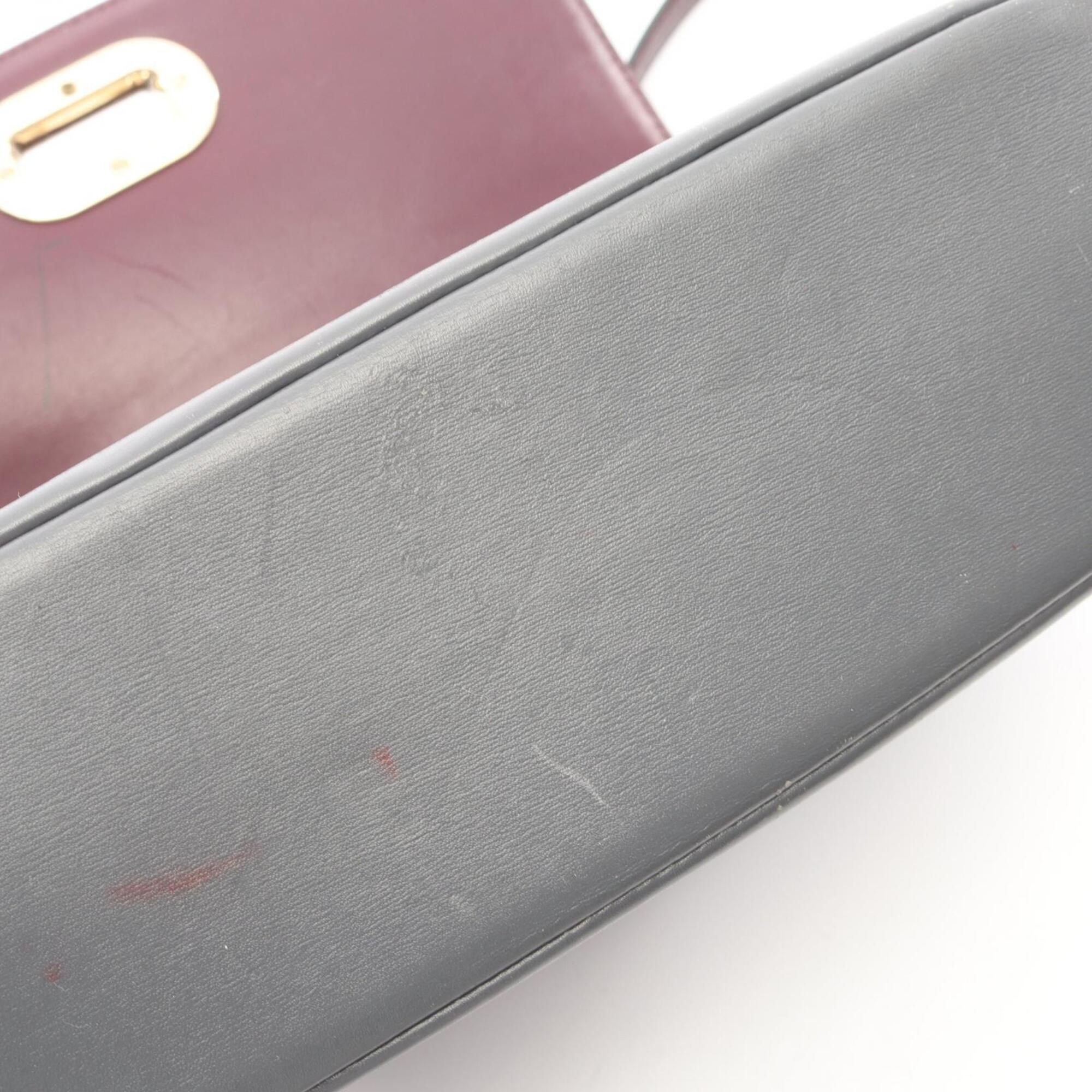 Bvlgari Bordeaux Gray Leather Handbag Shoulder Bag (Pre-Owned)