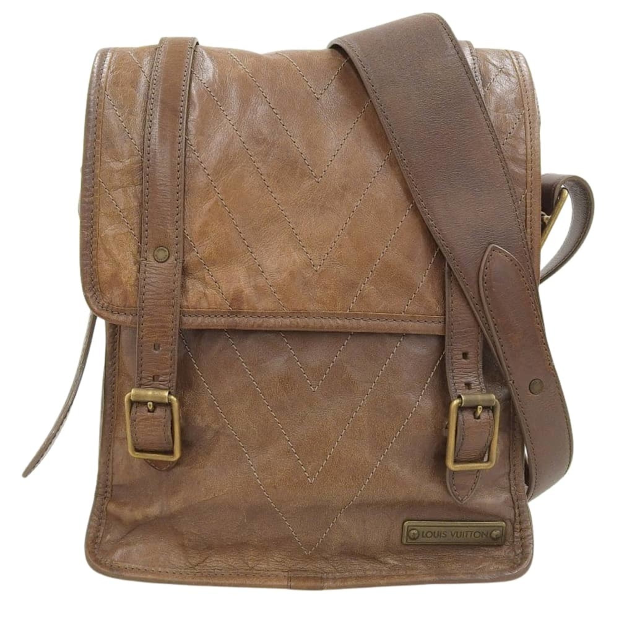 Louis Vuitton Brown Nylon Leather Shoulder Bag (Pre-Owned)