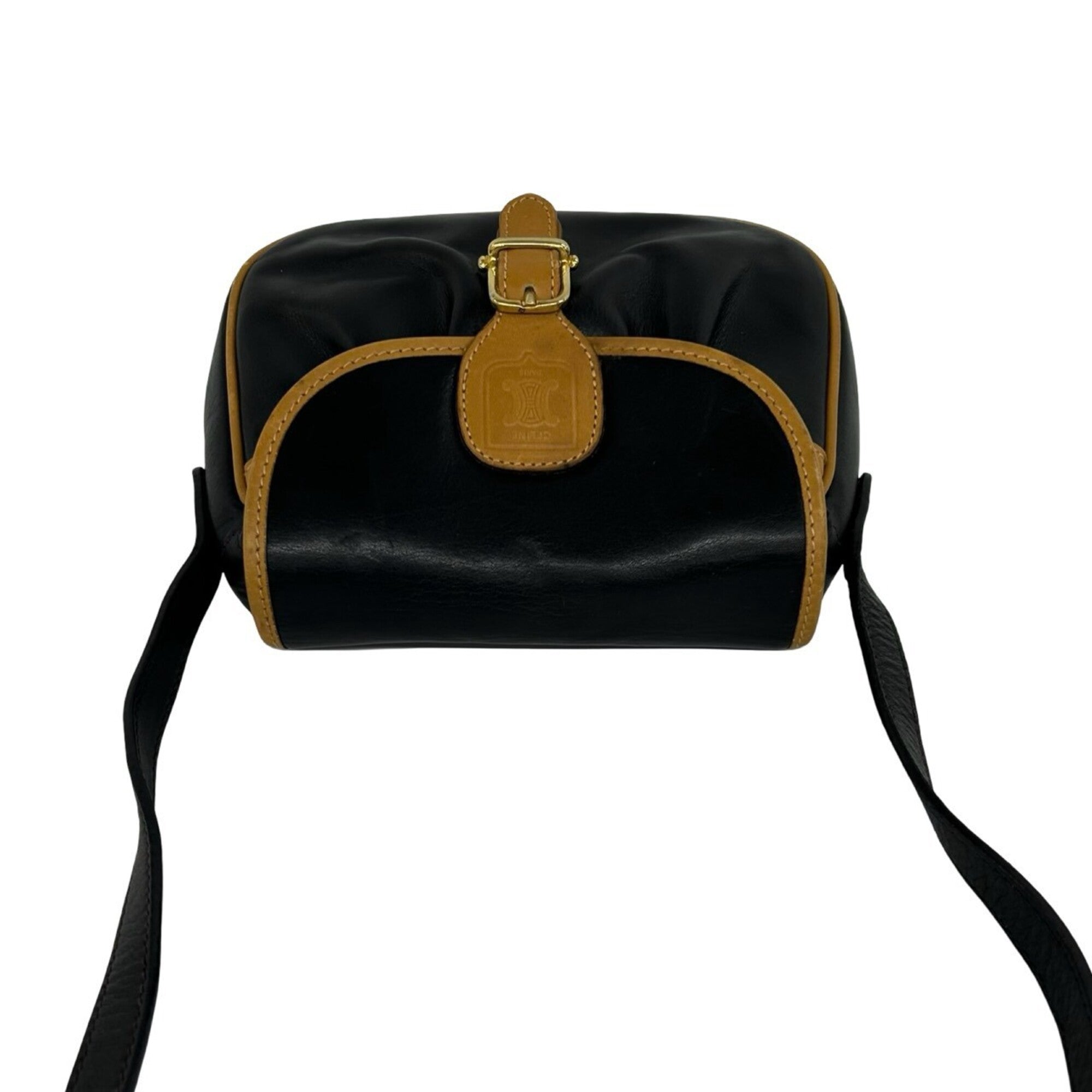 Celine Black Brown Leather Pochette Shoulder Bag (Pre-Owned)