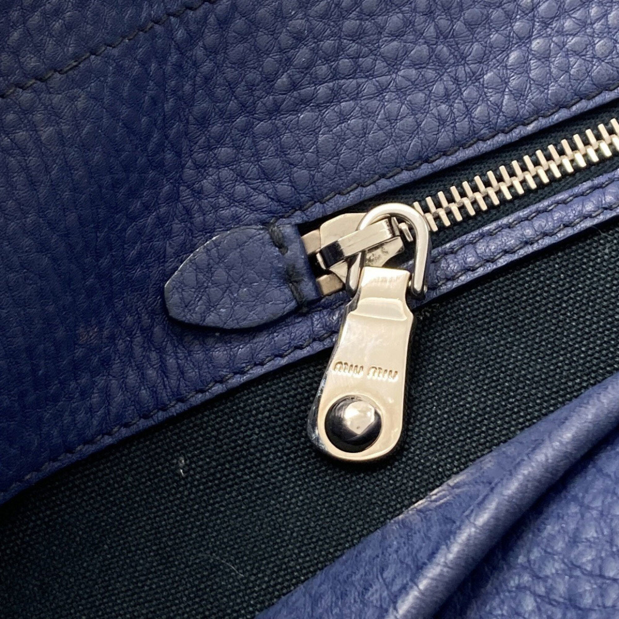 Miu Miu Blue Leather Tote Bag (Pre-Owned)