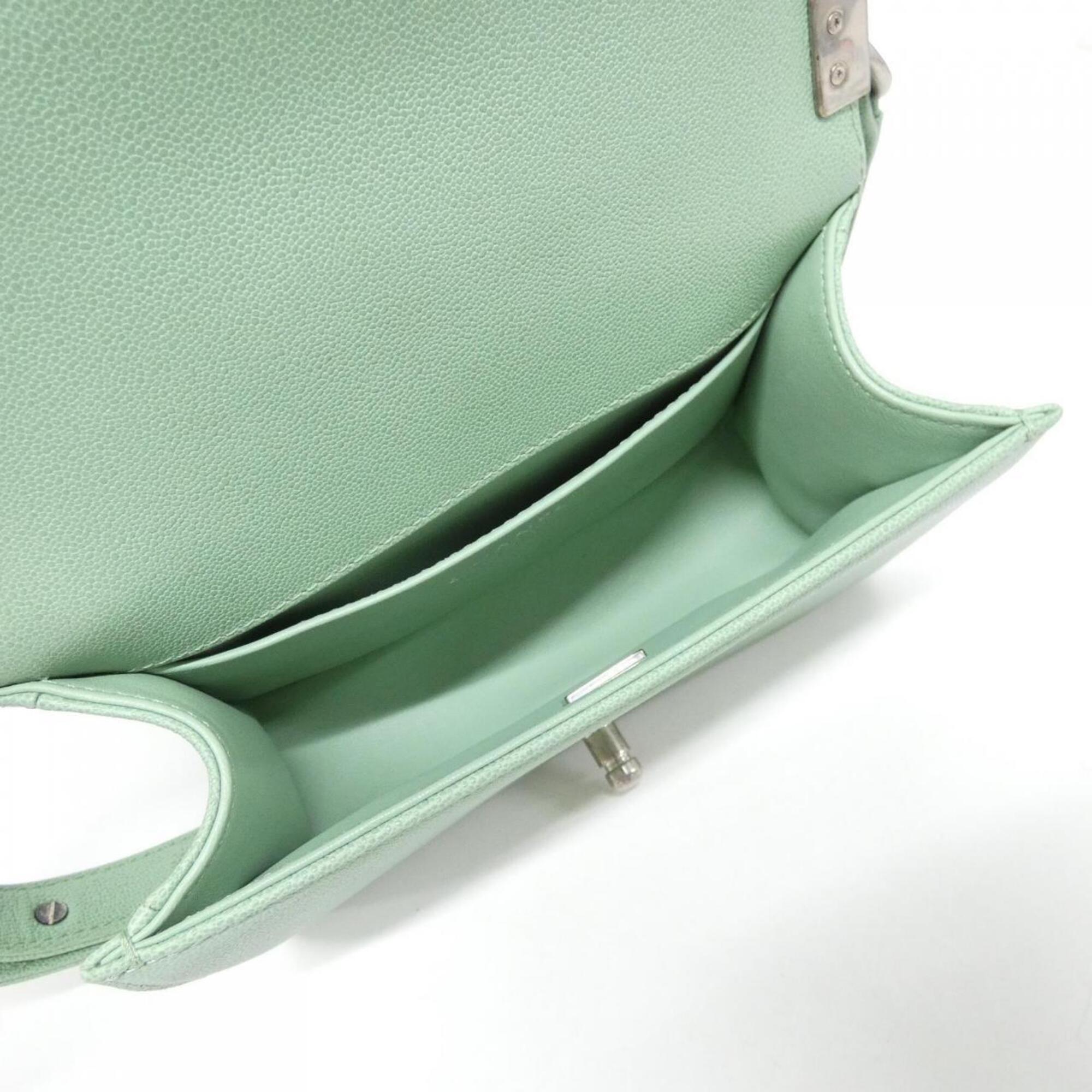 Chanel Green Grained Calfskin Shoulder Bag (Pre-Owned)