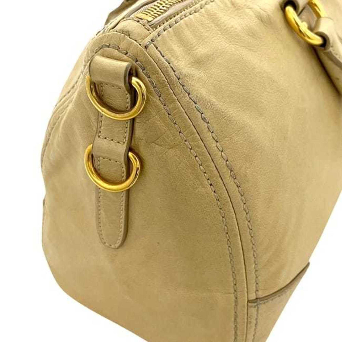 Prada Beige Yellow Leather Tote Bag (Pre-Owned)