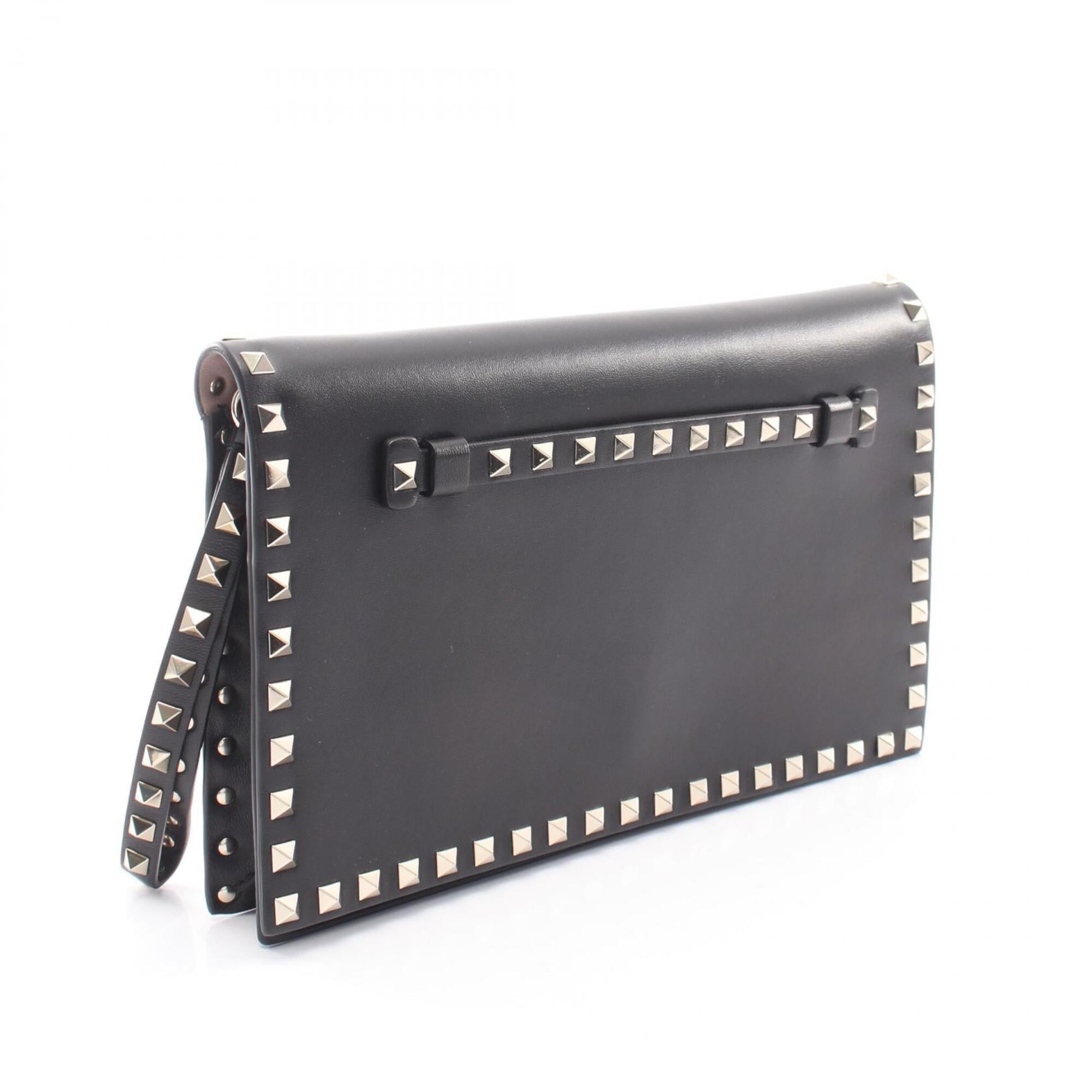 Valentino Black Leather Clutch Bag (Pre-Owned)