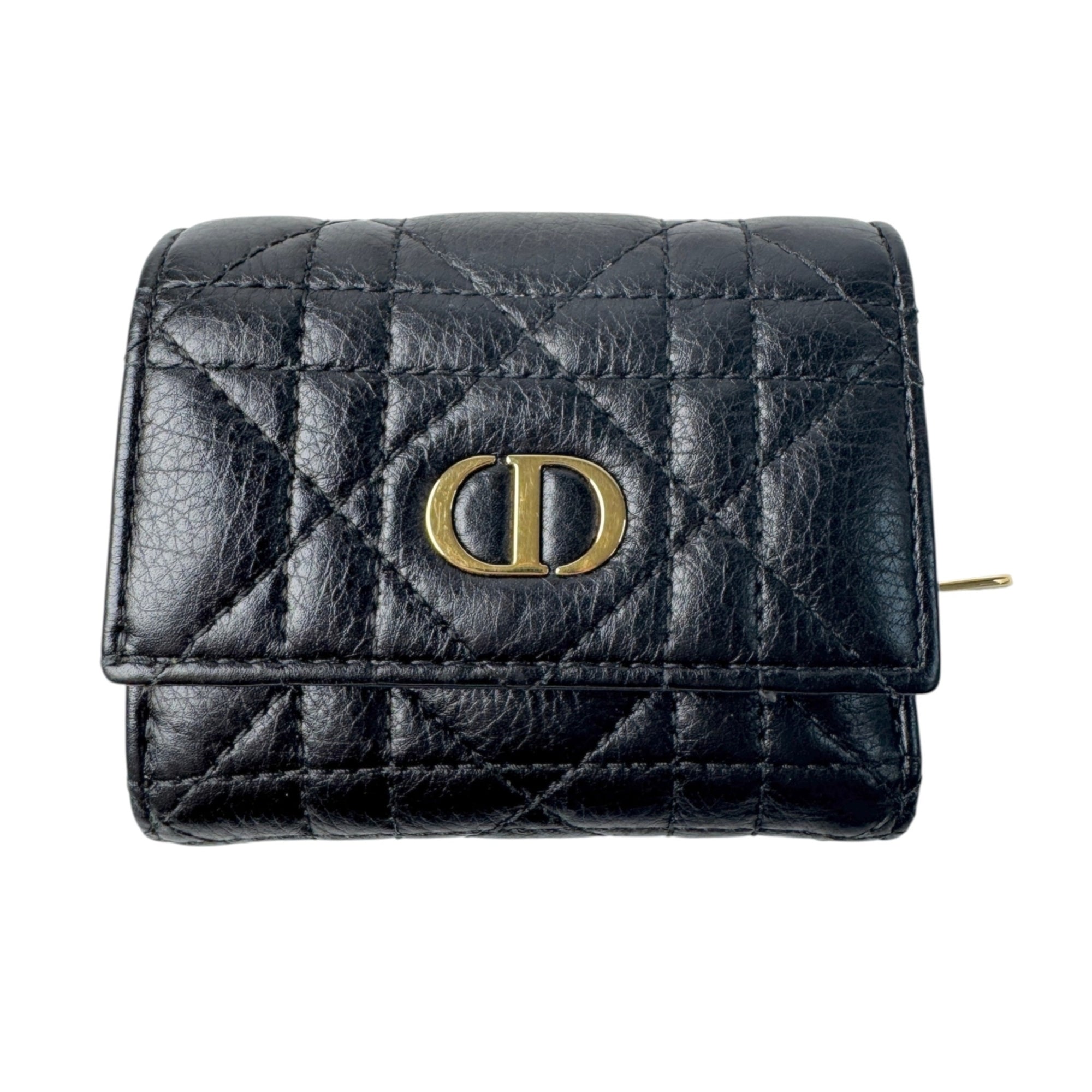 Christian Dior Black Leather Wallet (Tri-Fold) (Pre-Owned)