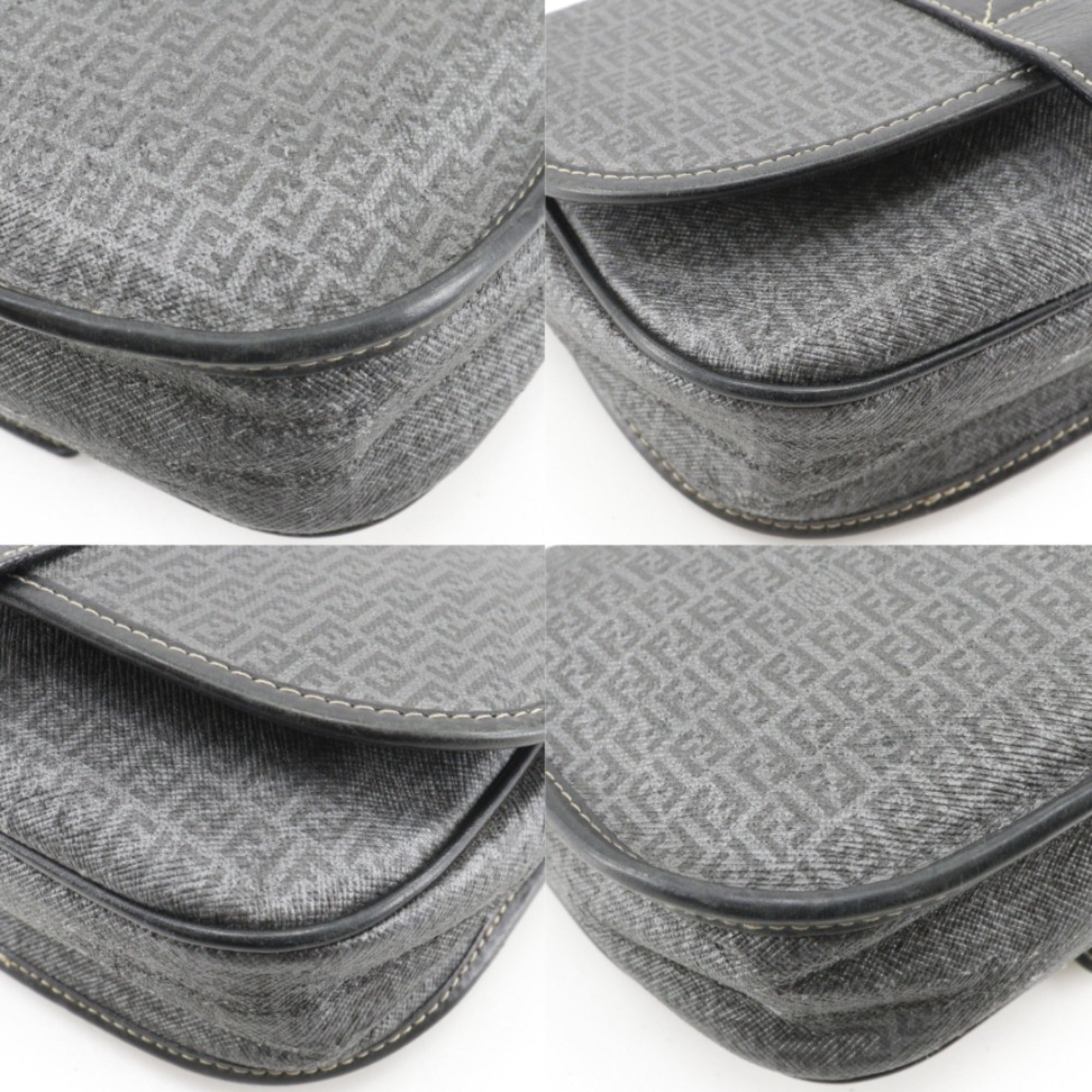 Fendi Zucchino Gray Zucchino Pochette Shoulder Bag (Pre-Owned)